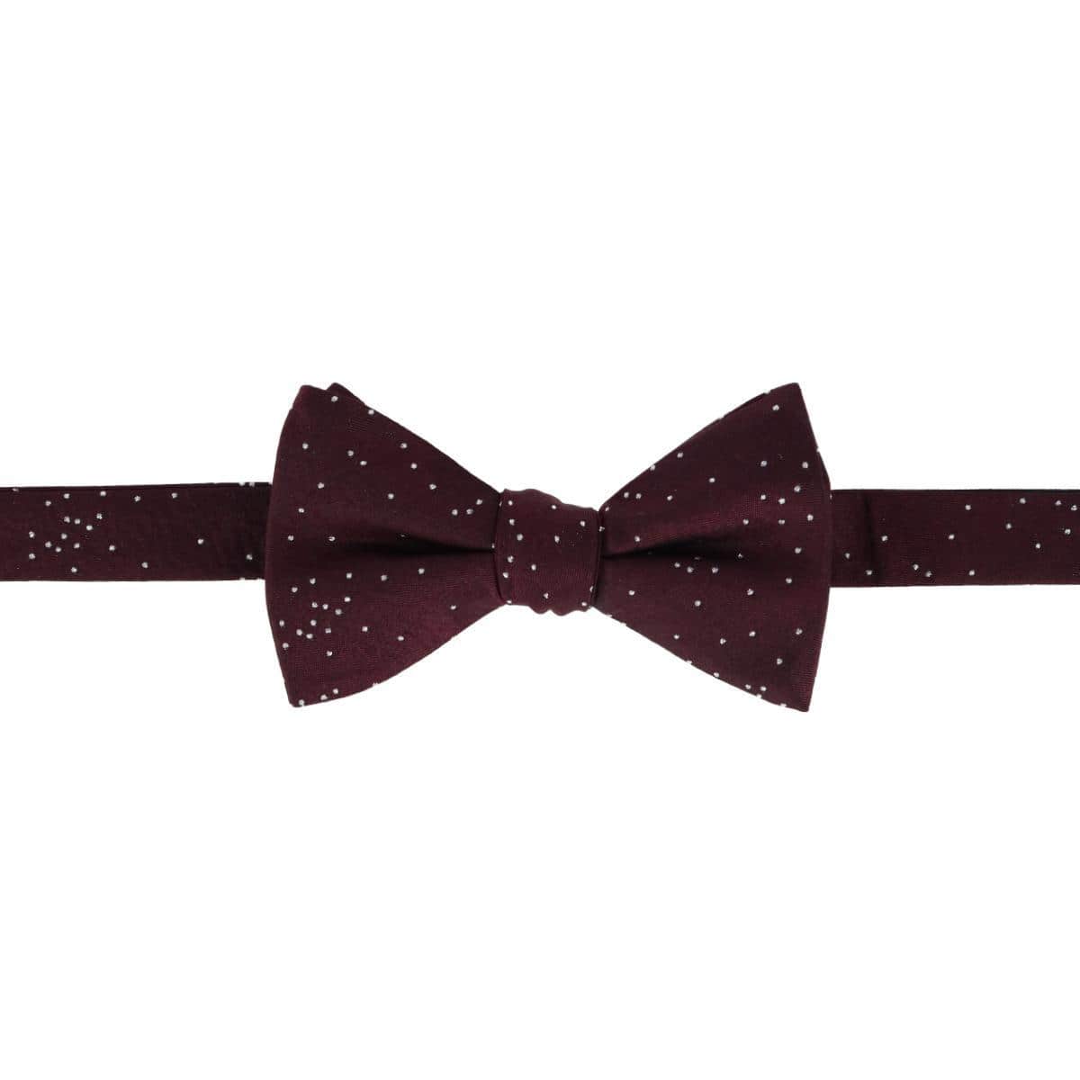 Mystere Metallic Star Light Silk Bow Tie - Merlot