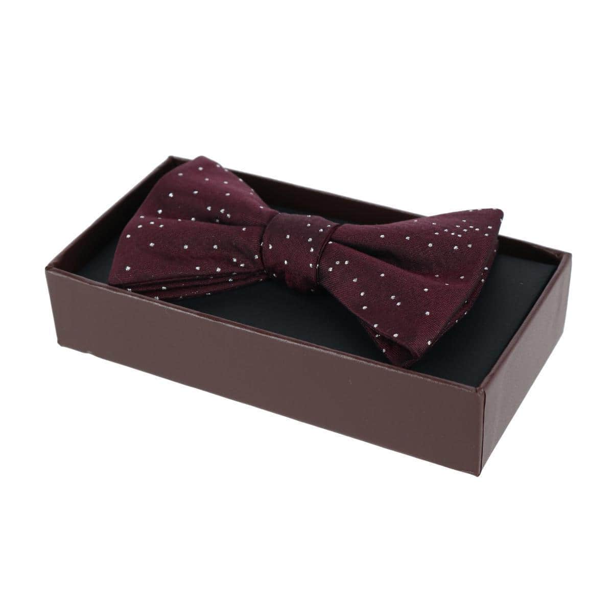 Mystere Metallic Star Light Silk Bow Tie - Merlot