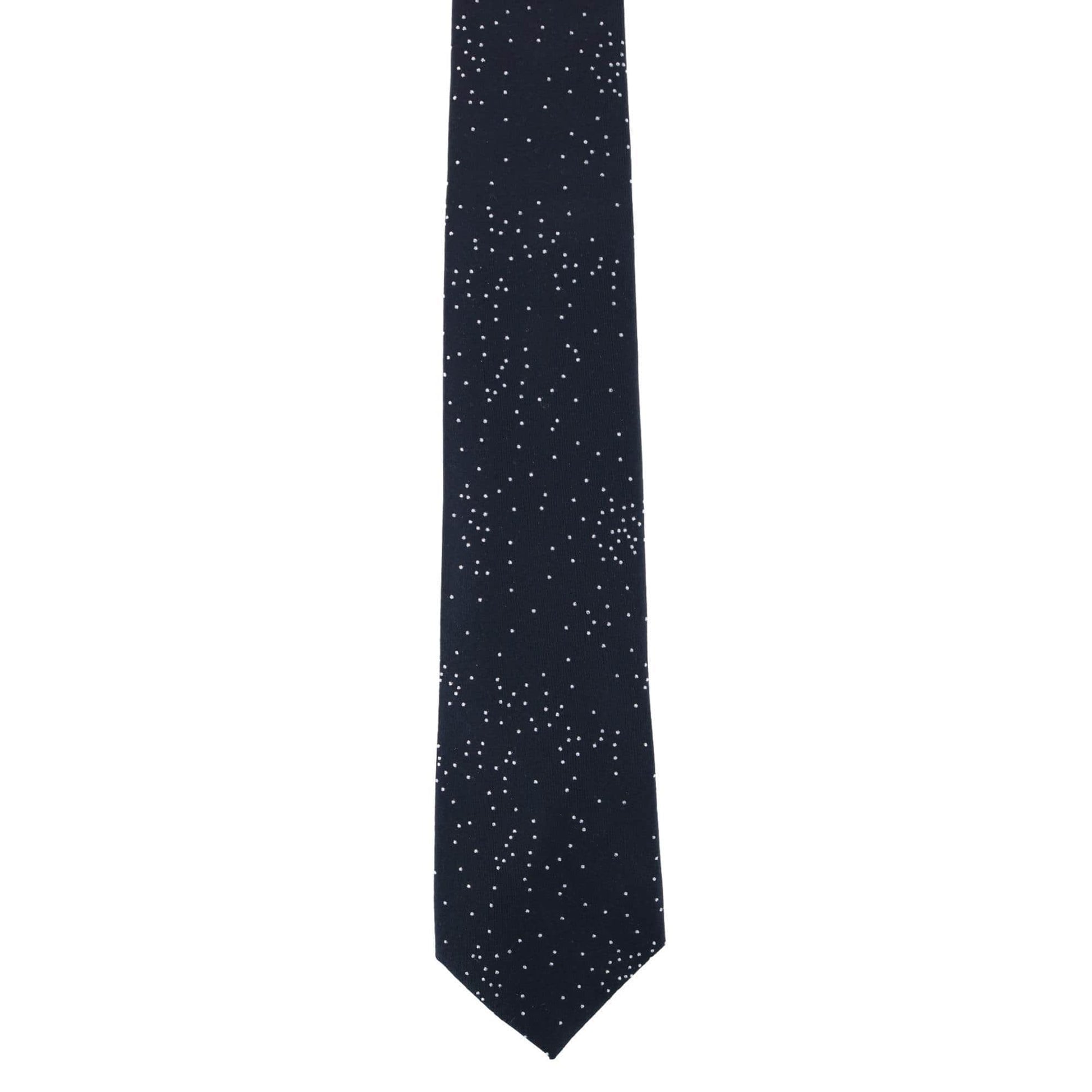 Mystere Silk Necktie & Gatsby Pocket Square Bundle - Black with Silver