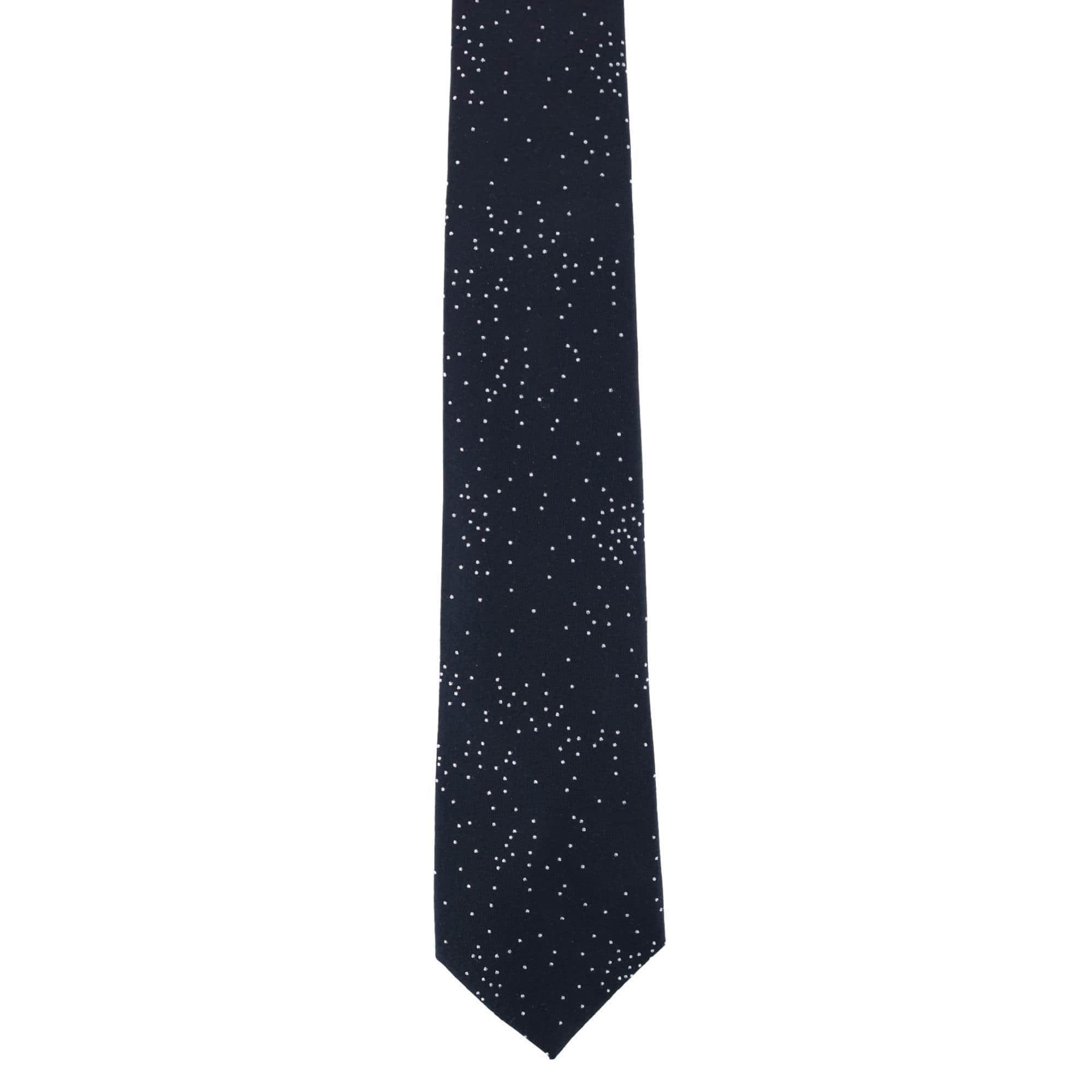 Mystere Silk Necktie & Gatsby Pocket Square Bundle - Black with Silver