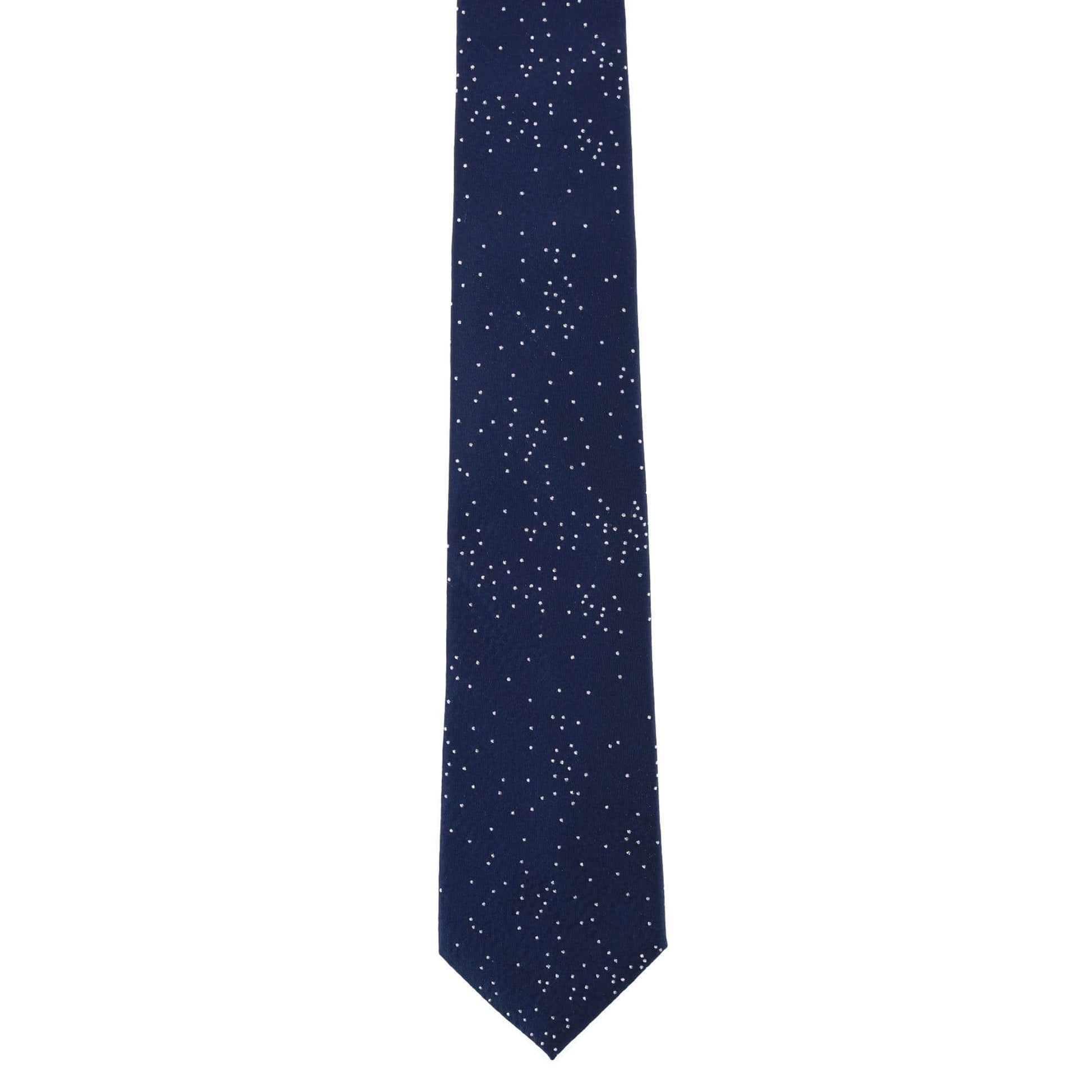 Mystere Silk Necktie & Gatsby Pocket Square Bundle - Navy with Silver