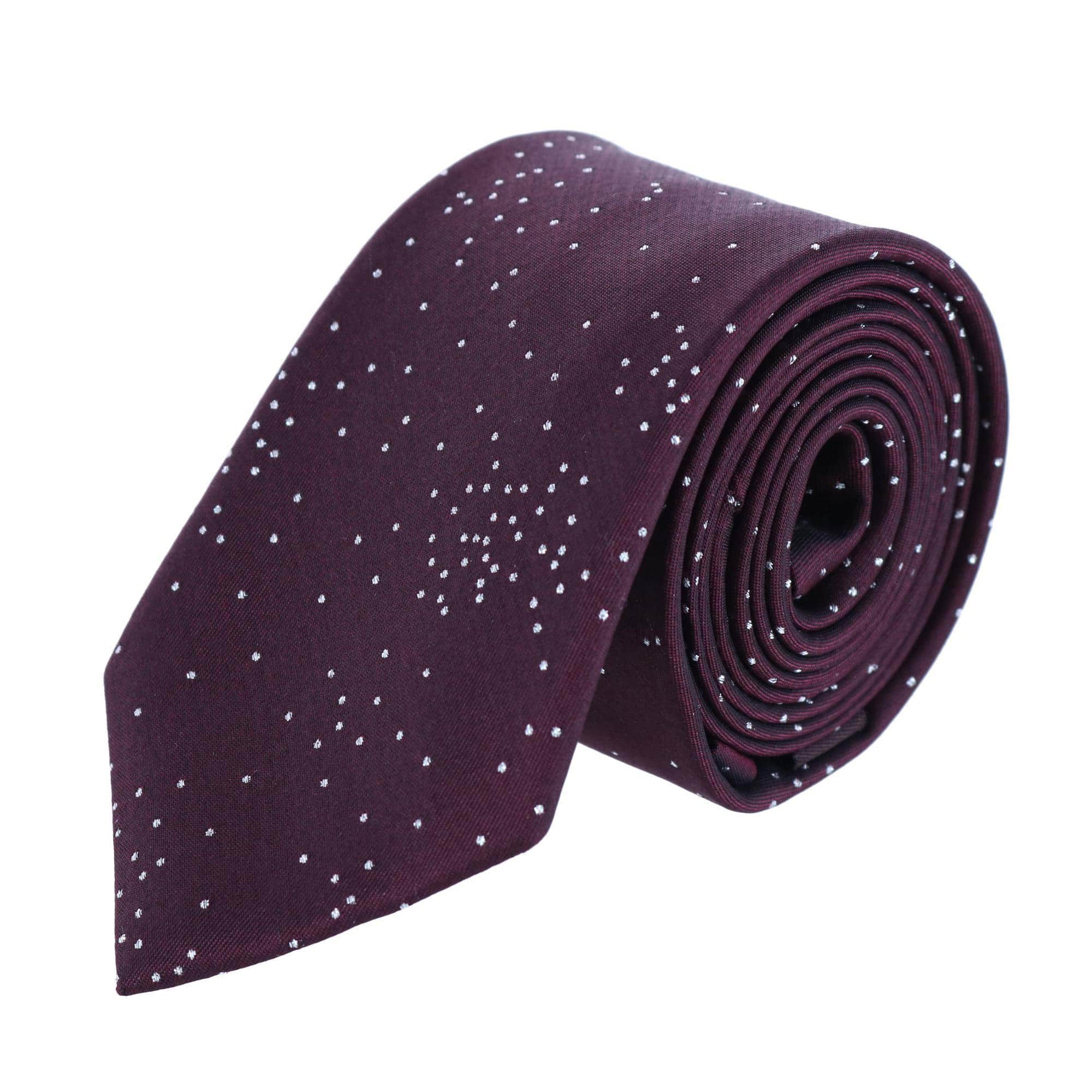 Mystere Silk Necktie & Gatsby Pocket Square Bundle - Red with Silver
