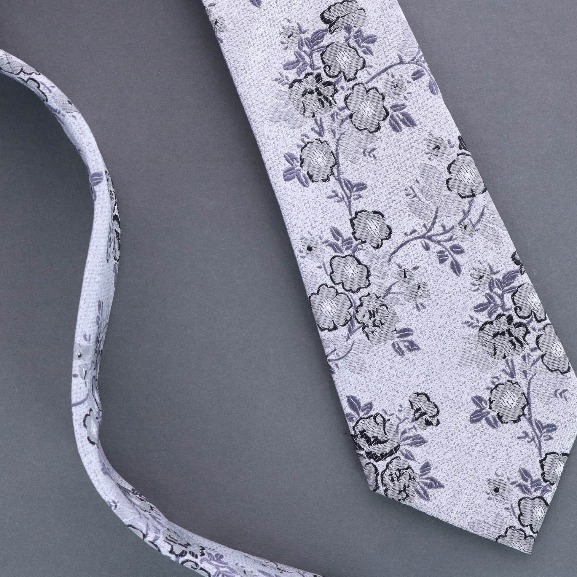 Florian Silk Novelty Necktie - Grey and Black