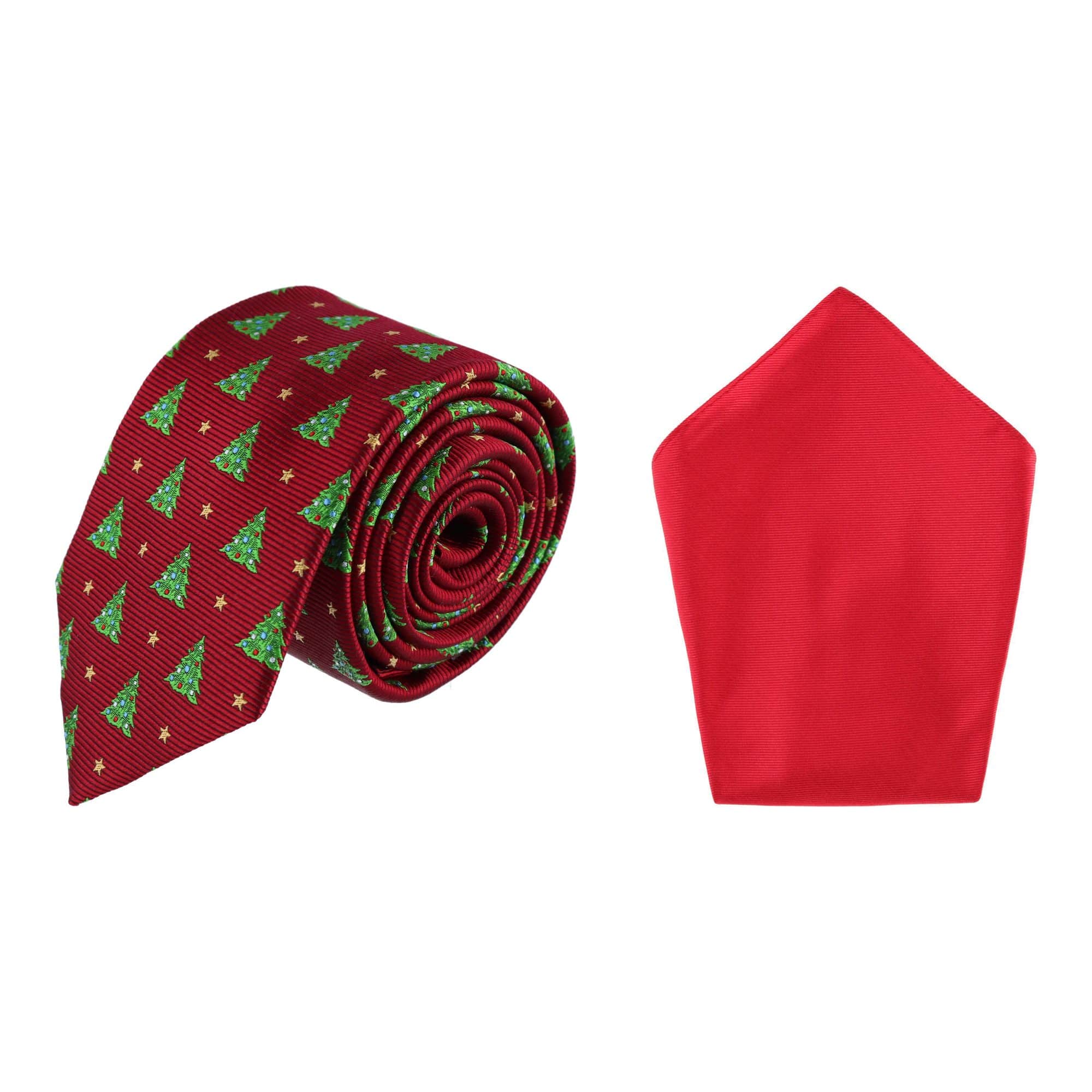 Holiday Necktie and Pocket Square Bundle - Red