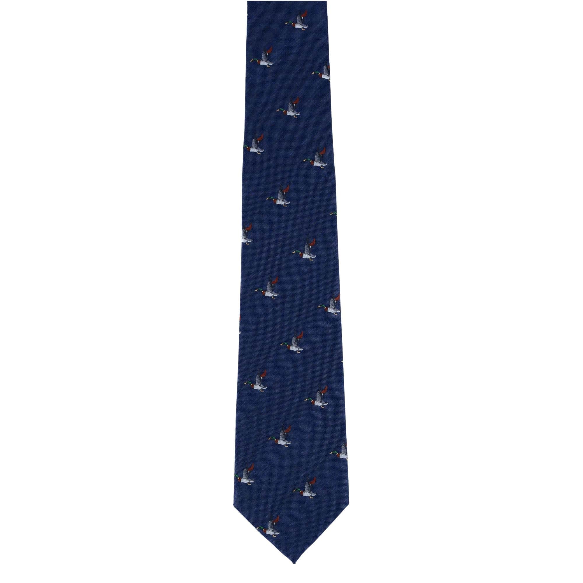 Drake the Mallard Duck Novelty Silk Necktie - Navy