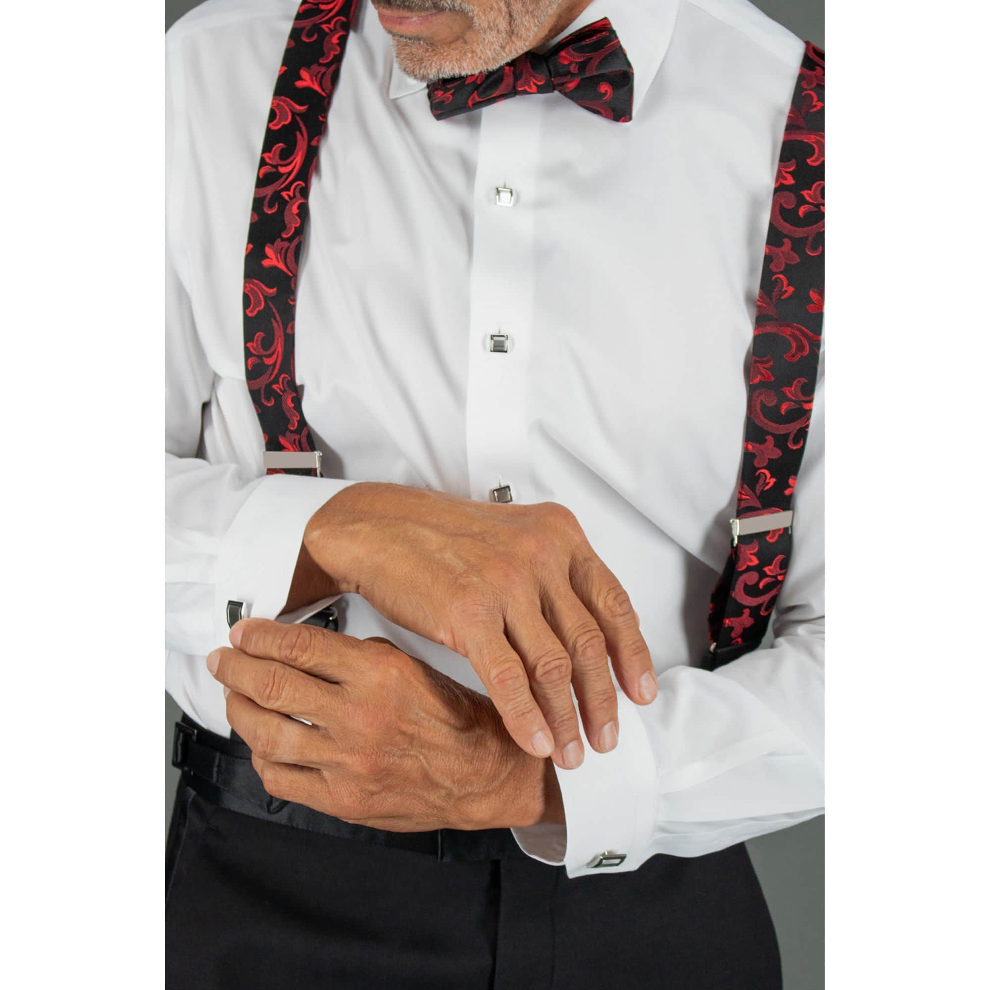 Christian the Romantic Brocade Silk Bow Tie - Red