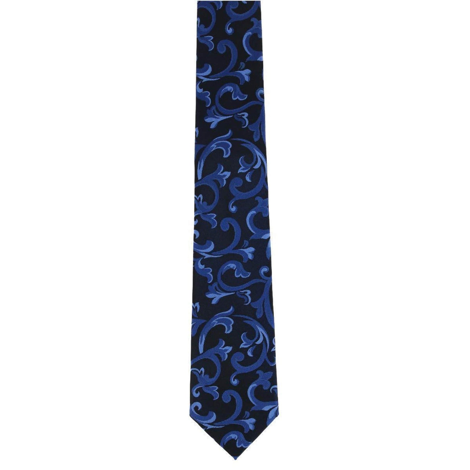 Christian the Romantic Brocade Silk Necktie & Pocket Square Bundle - Blue