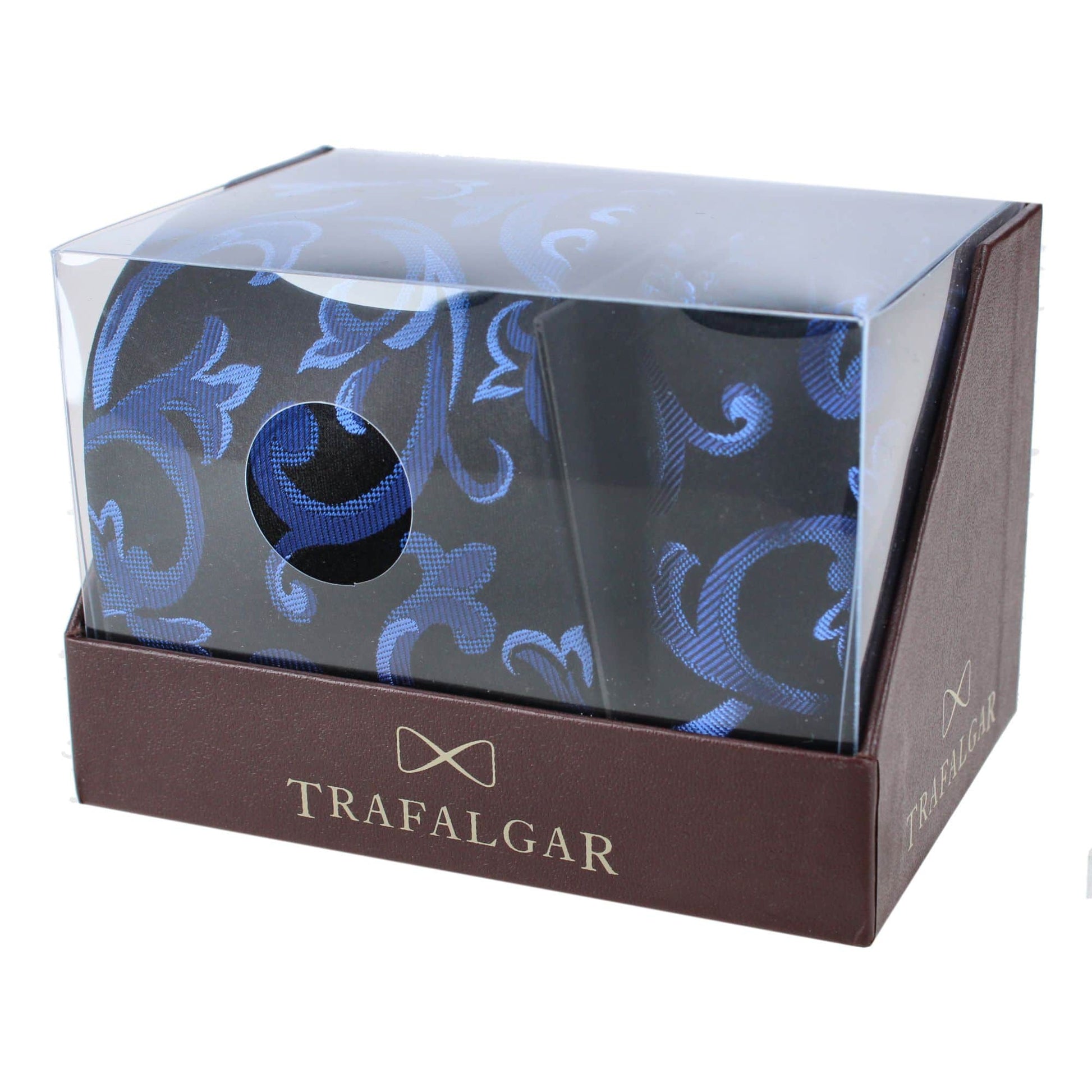 Christian the Romantic Brocade Silk Necktie & Pocket Square Bundle - Blue