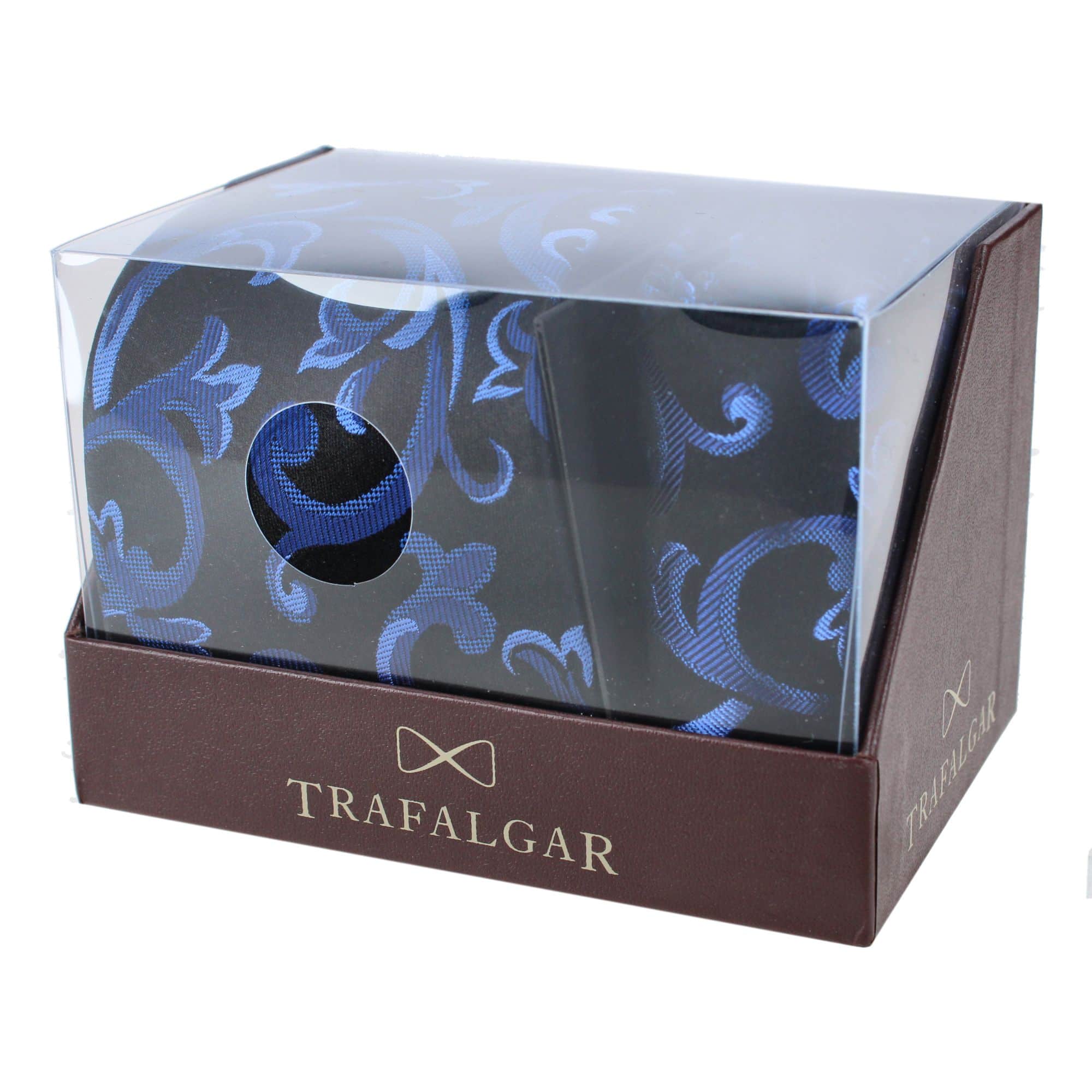 Christian the Romantic Brocade Silk Necktie & Pocket Square Bundle - Blue