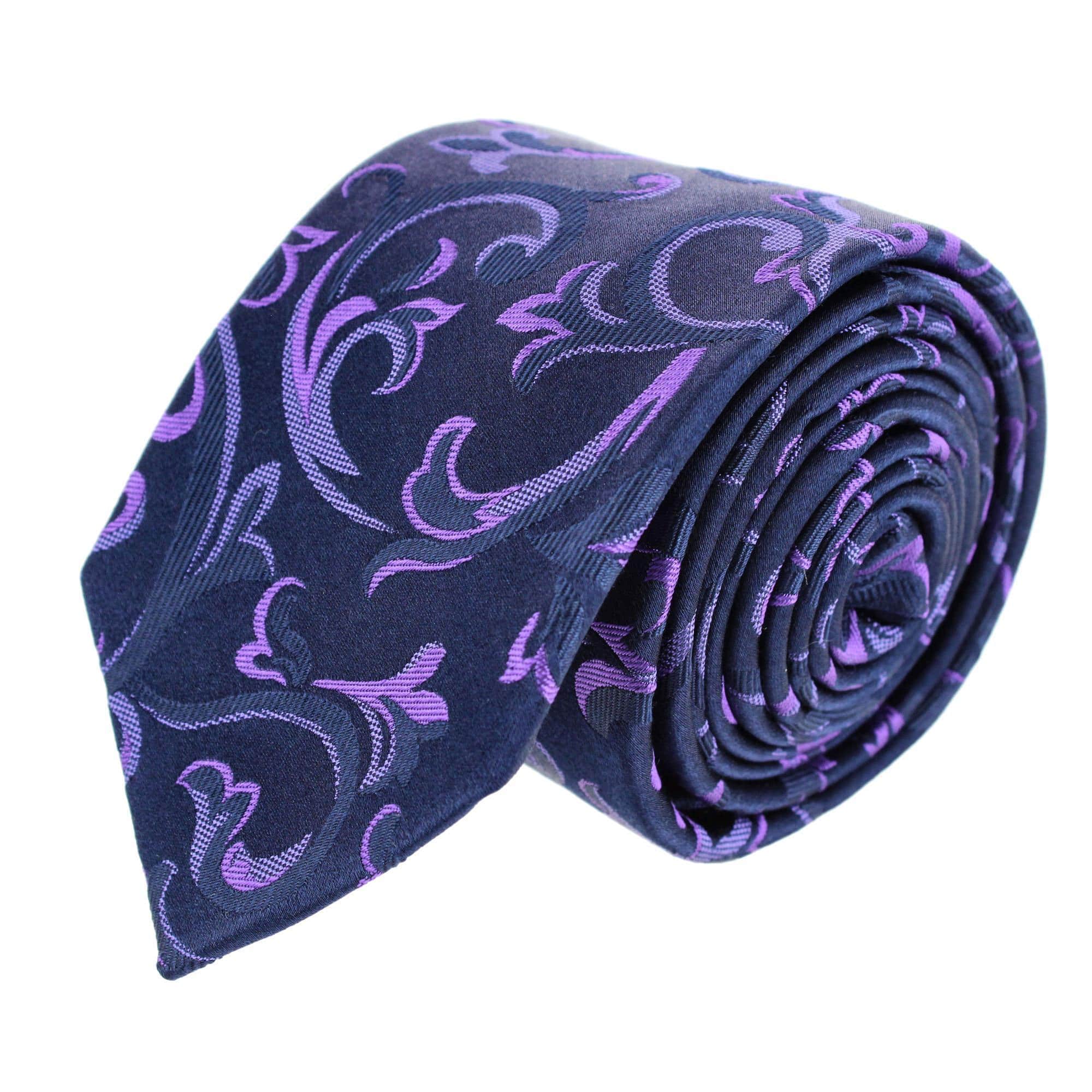 Christian the Romantic Brocade Silk Necktie & Pocket Square Bundle - Purple