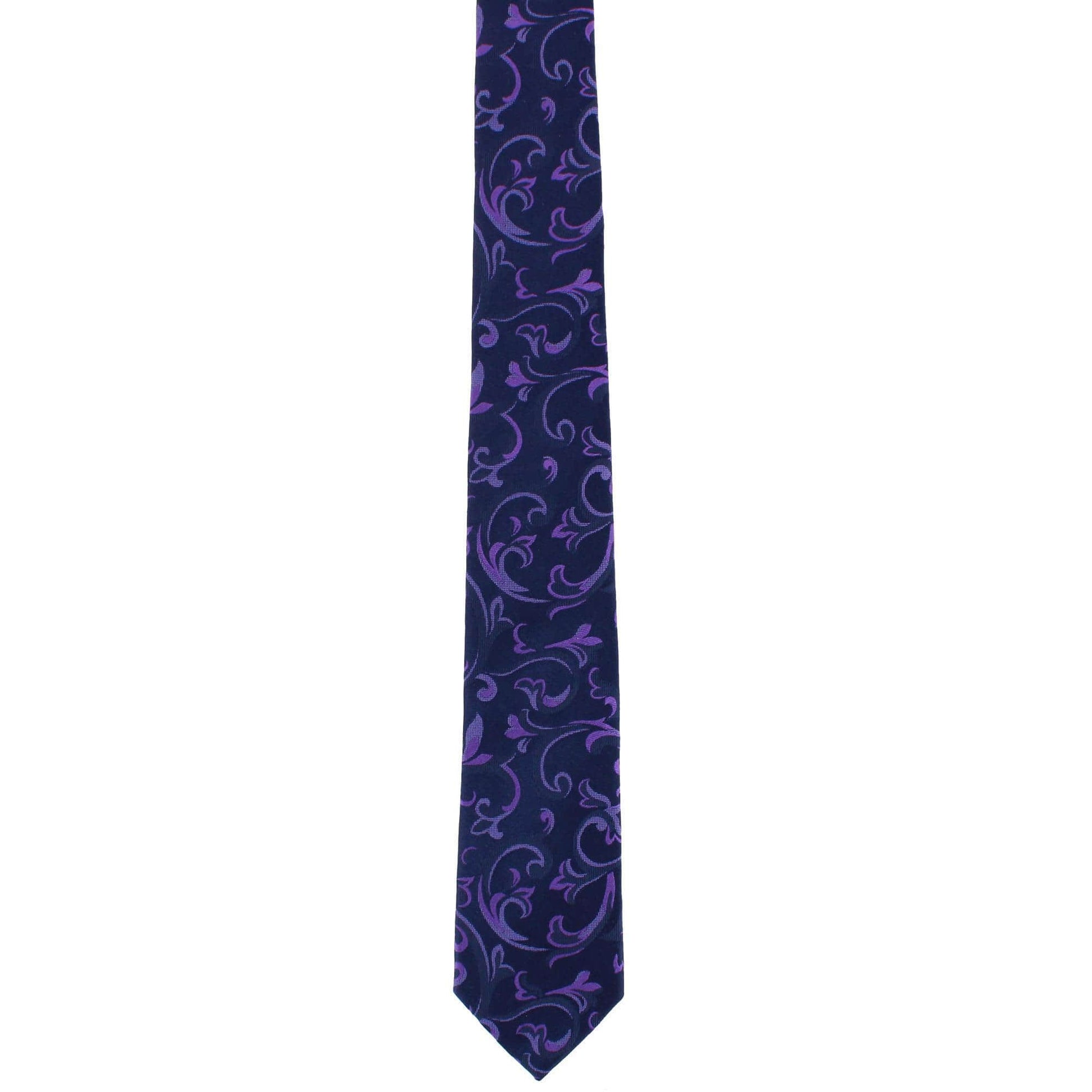 Christian the Romantic Brocade Silk Necktie & Pocket Square Bundle - Purple