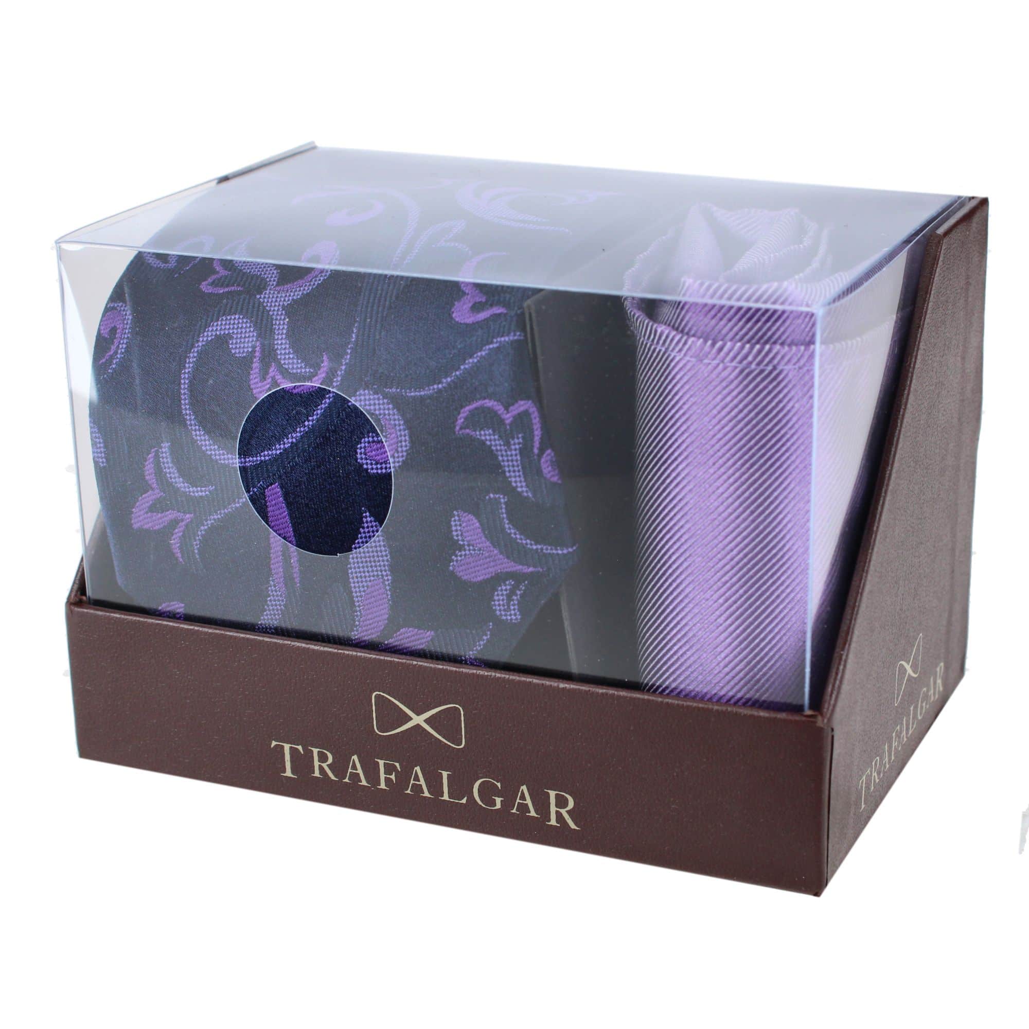 Christian the Romantic Brocade Silk Necktie & Pocket Square Bundle - Purple