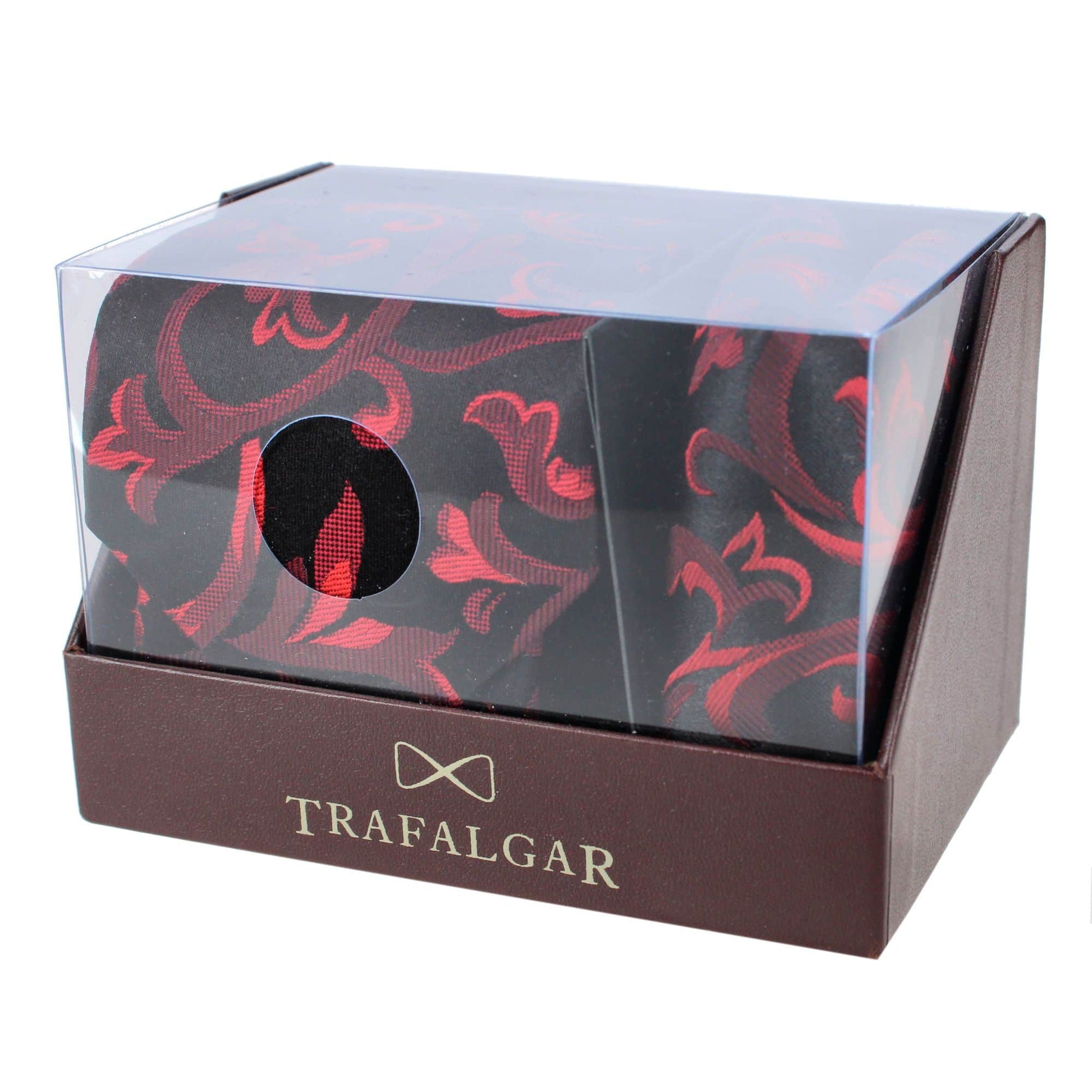 Christian the Romantic Brocade Silk Necktie & Pocket Square Bundle - Red