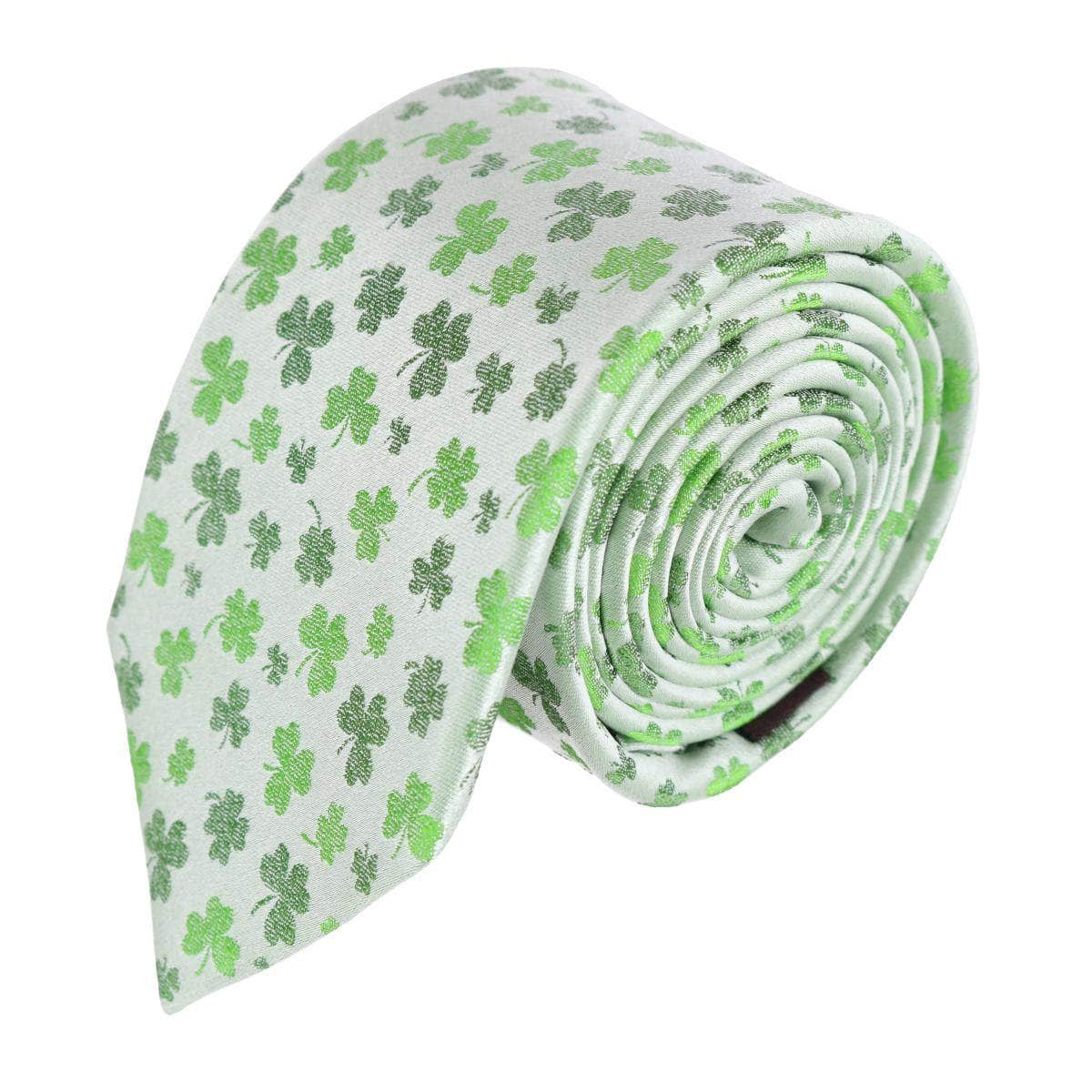 White Shamrock Novelty Silk Necktie