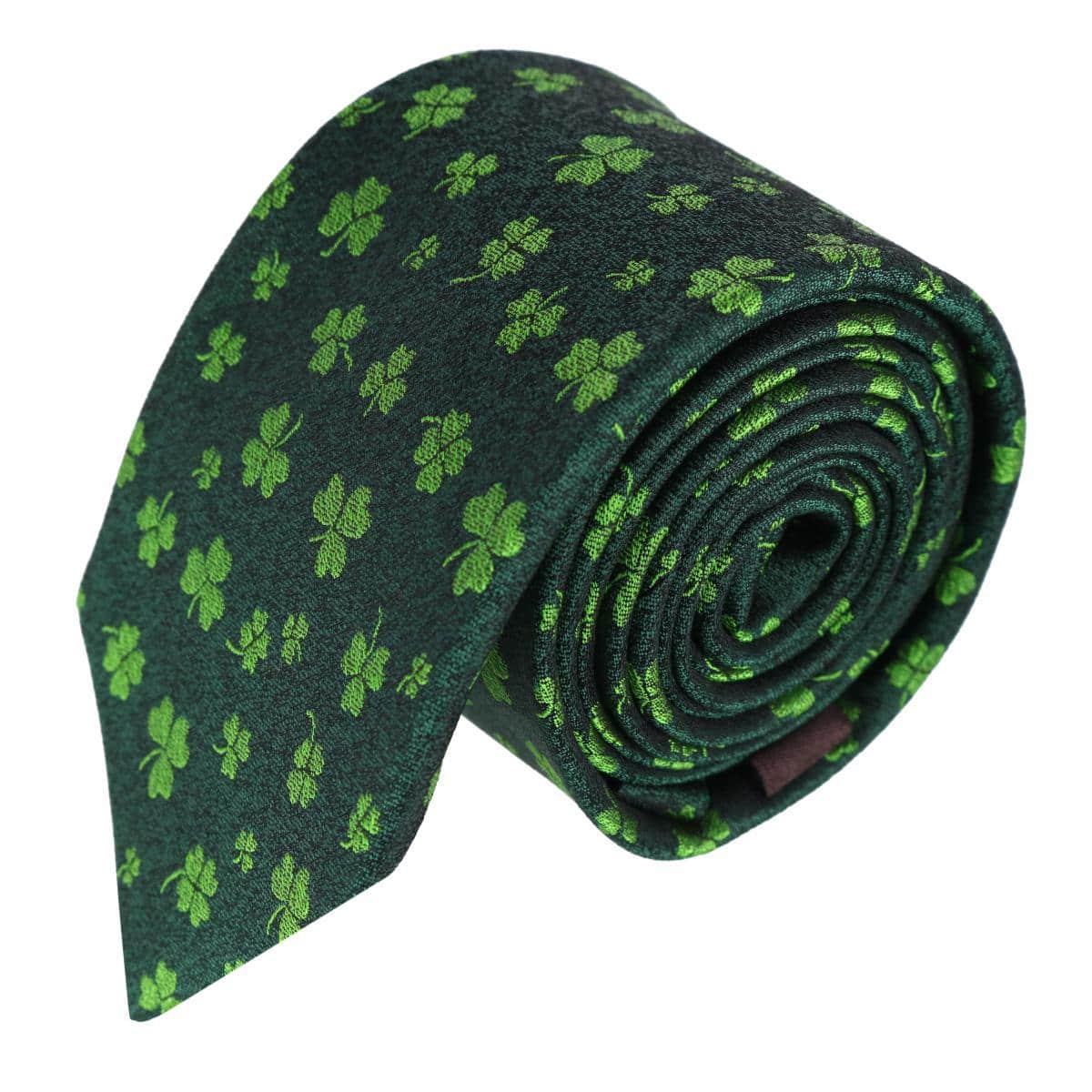 Green Shamrock Novelty Silk Necktie - Green Shamrocks