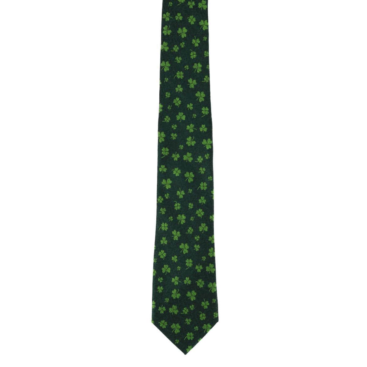 Green Shamrock Novelty Silk Necktie - Green Shamrocks