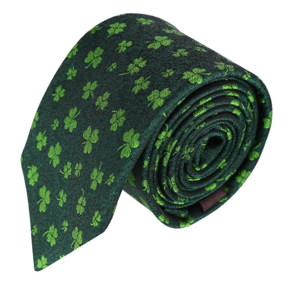 Green Shamrock Novelty Silk Necktie