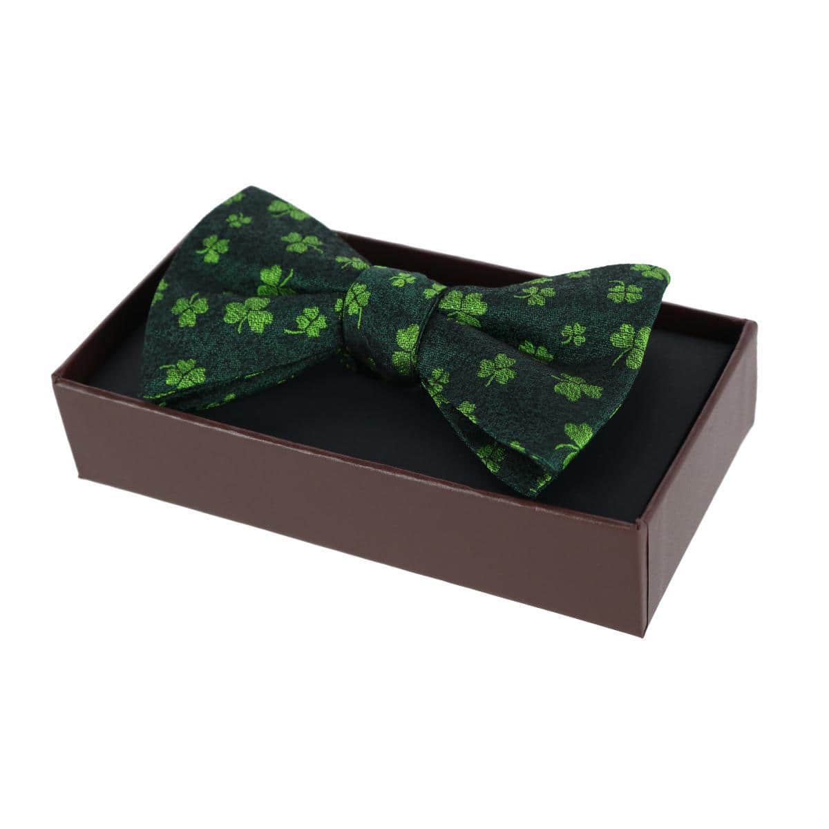 Green Shamrock Novelty Silk Bow Tie - Green
