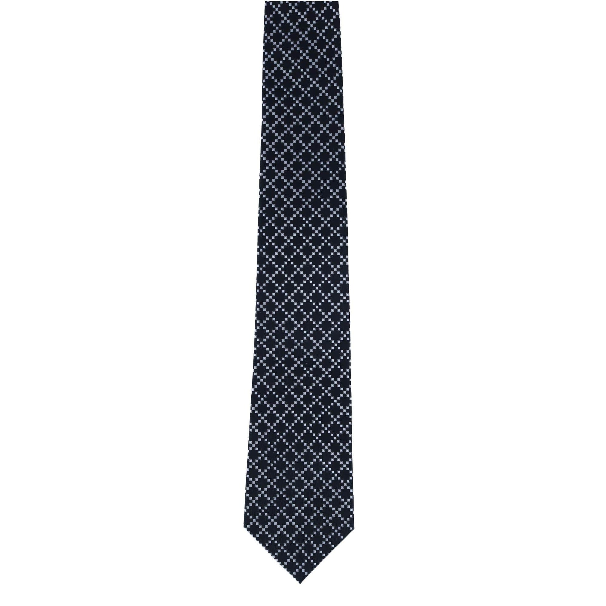 Rowan Geometric Pattern Silk Necktie - Black