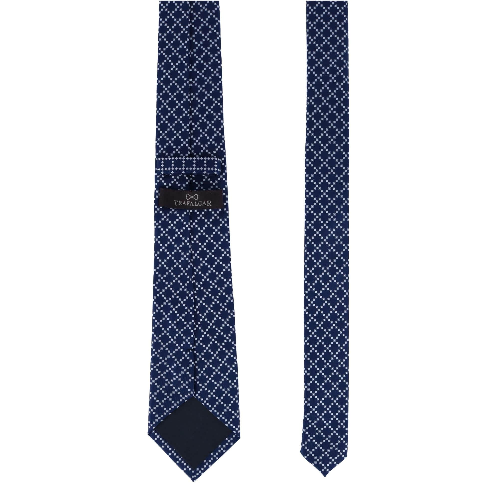 Rowan Geometric Pattern Silk Necktie - Navy