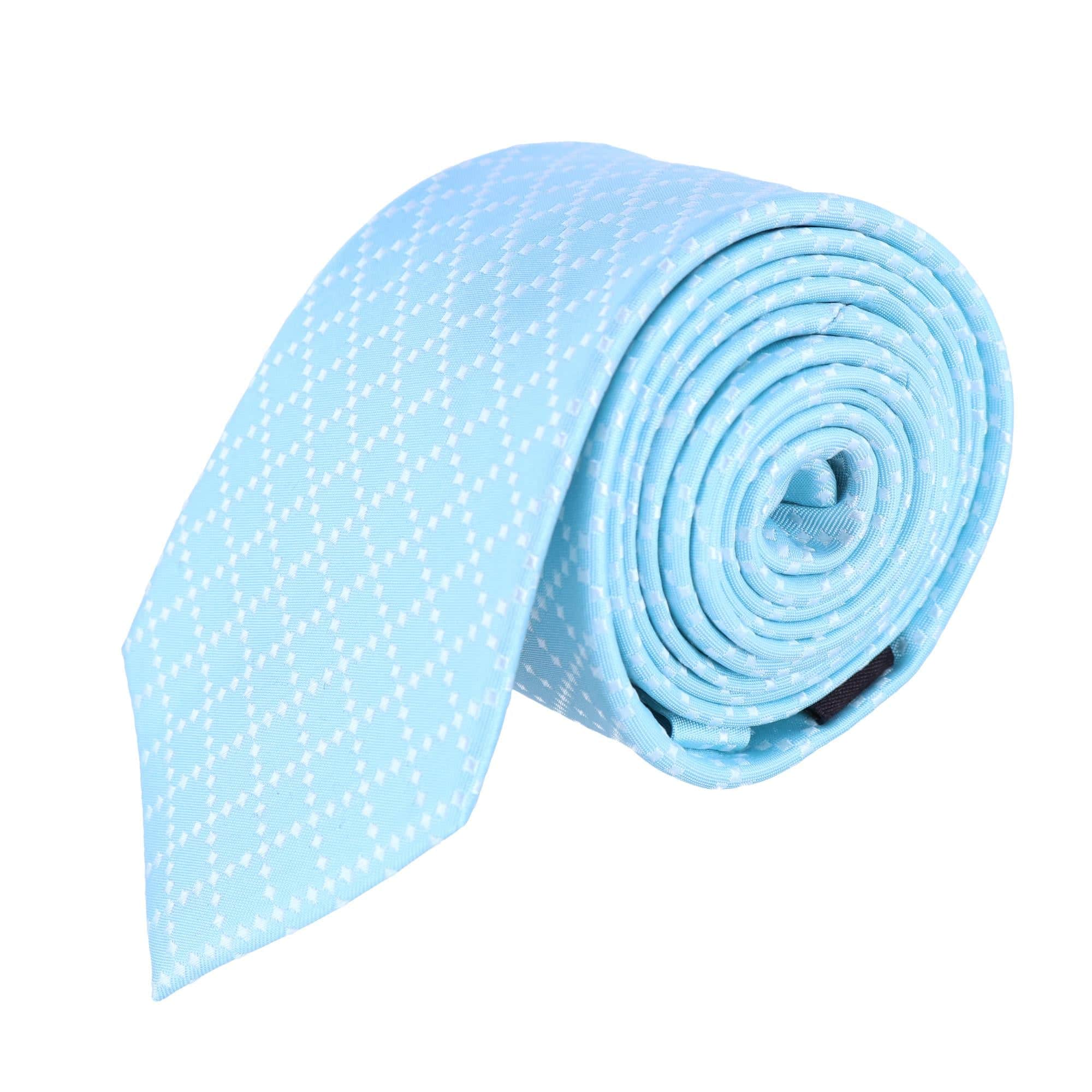 Rowan Geometric Pattern Silk Necktie - Light Blue