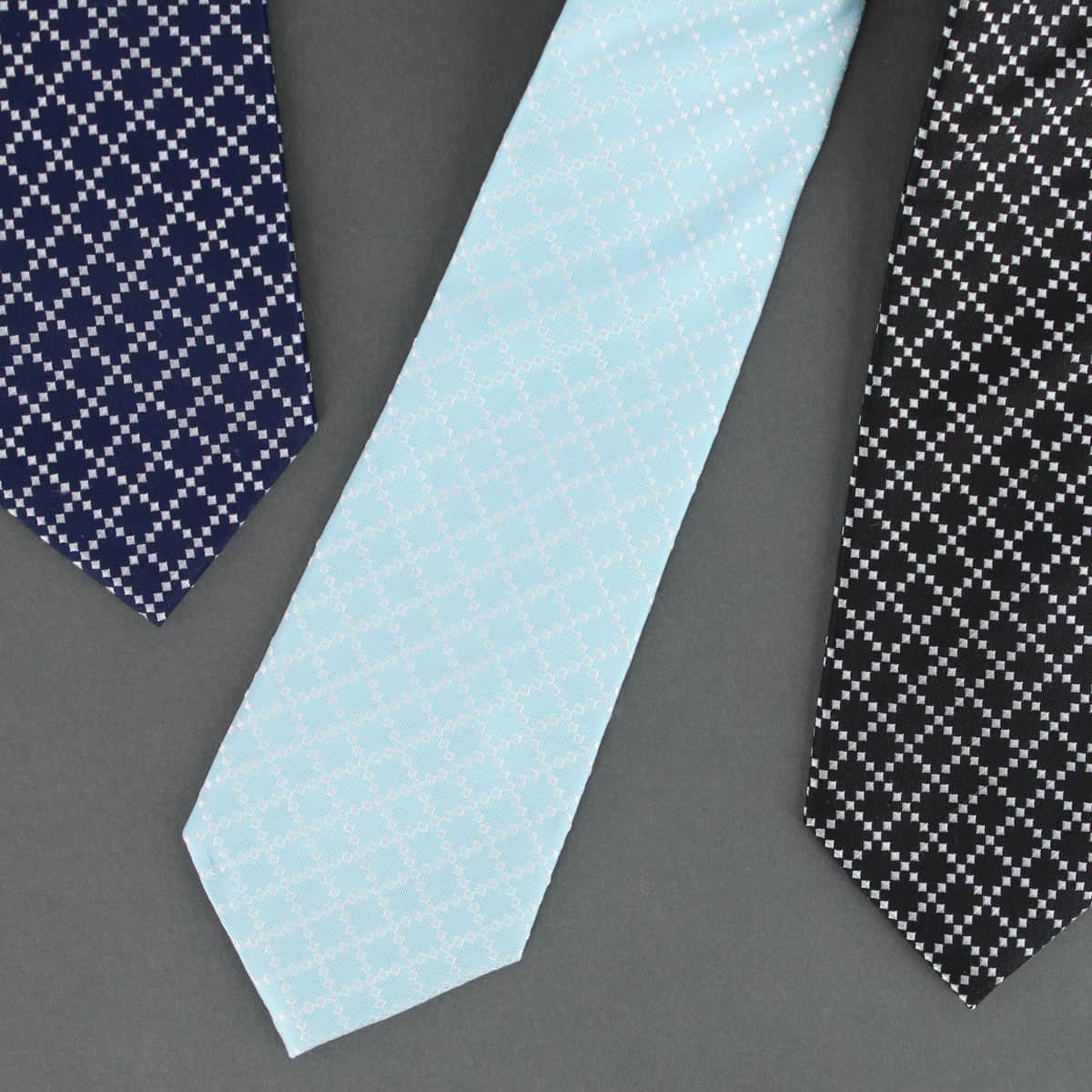 Rowan Geometric Pattern Silk Necktie - Light Blue