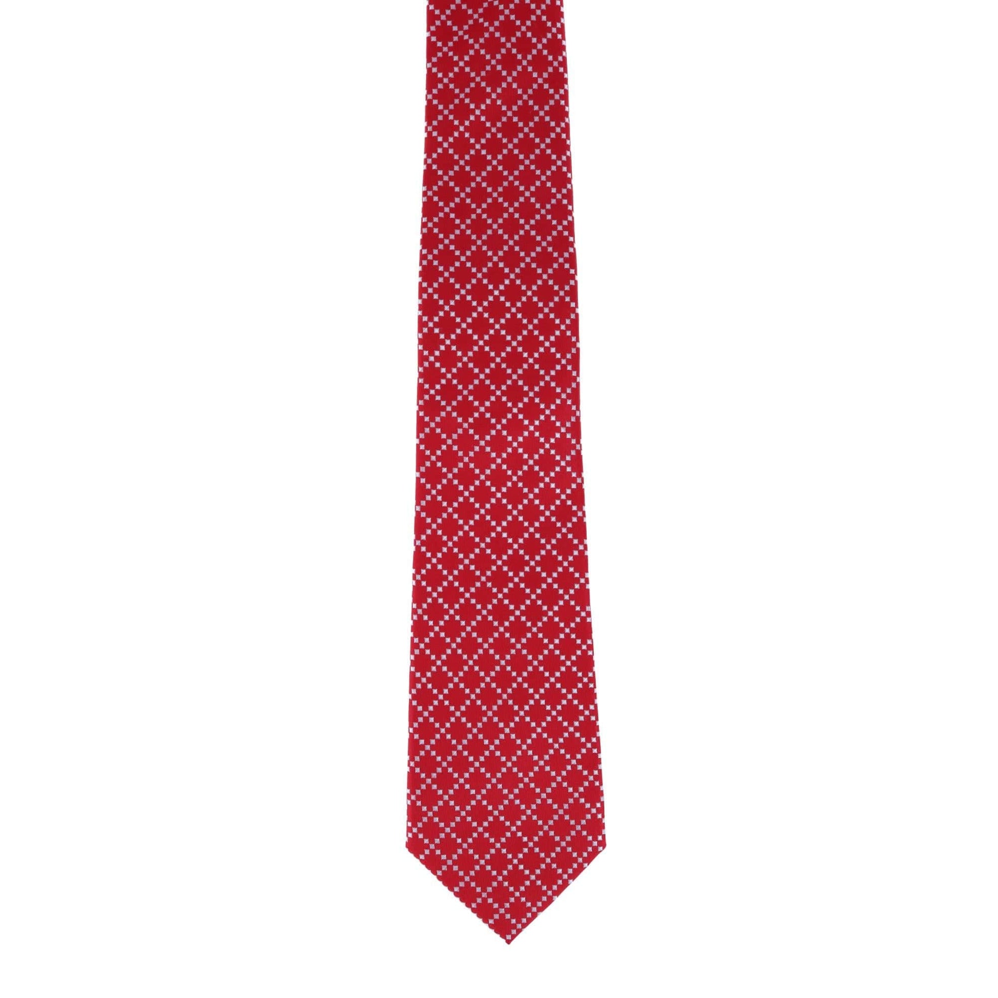 Rowan Geometric Pattern Silk Necktie - Red