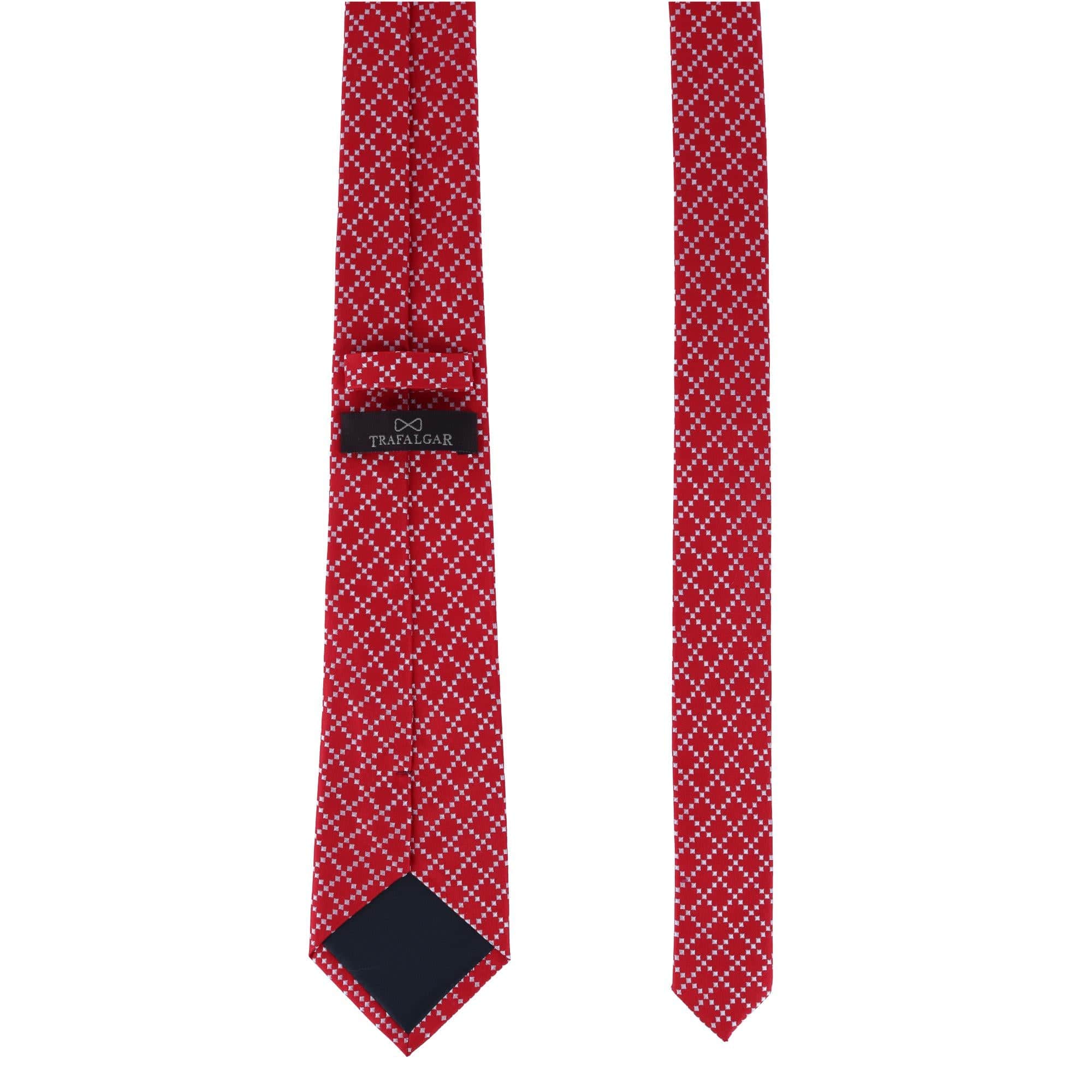 Rowan Geometric Pattern Silk Necktie - Red