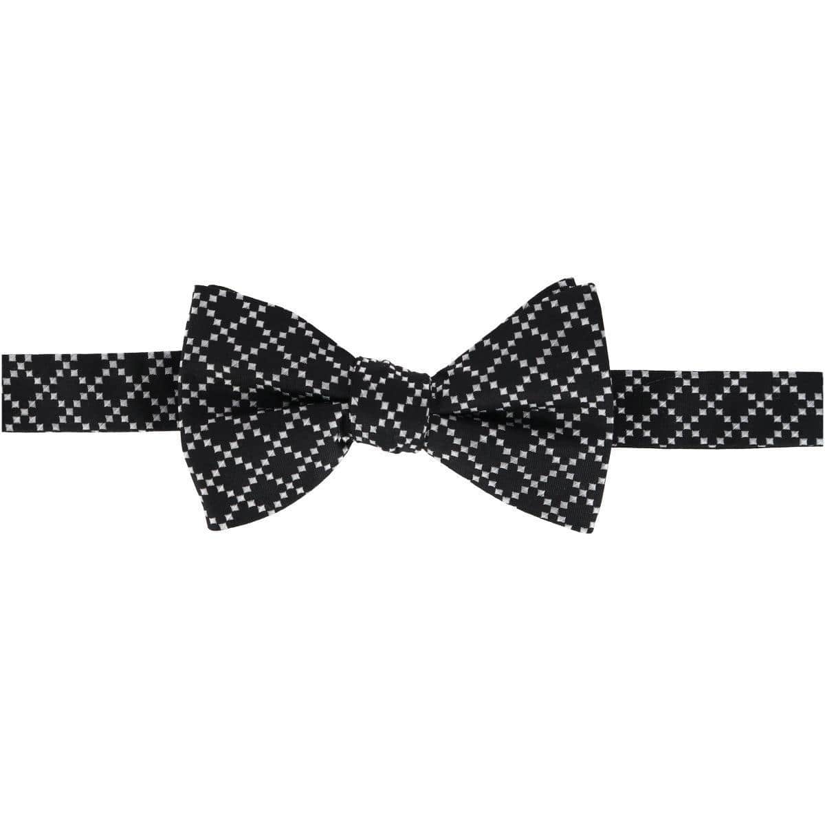 Rowan Geometric Pattern Silk Bow Tie - Black