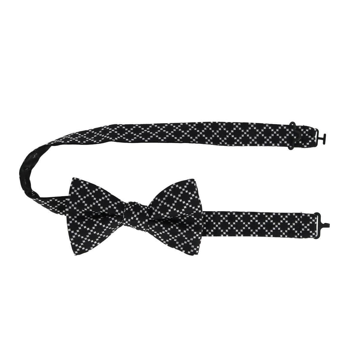 Rowan Geometric Pattern Silk Bow Tie - Black