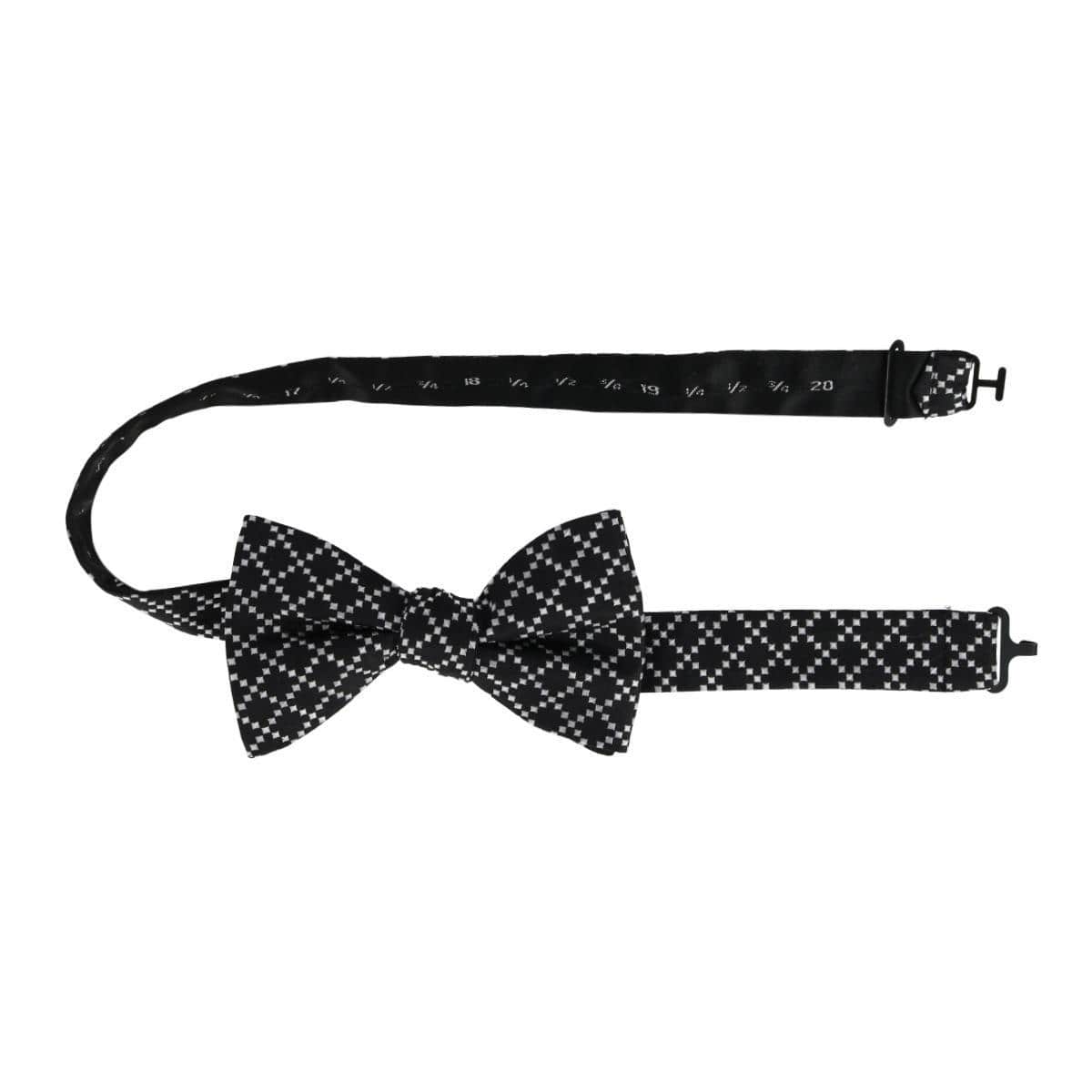 Rowan Geometric Pattern Silk Bow Tie - Black