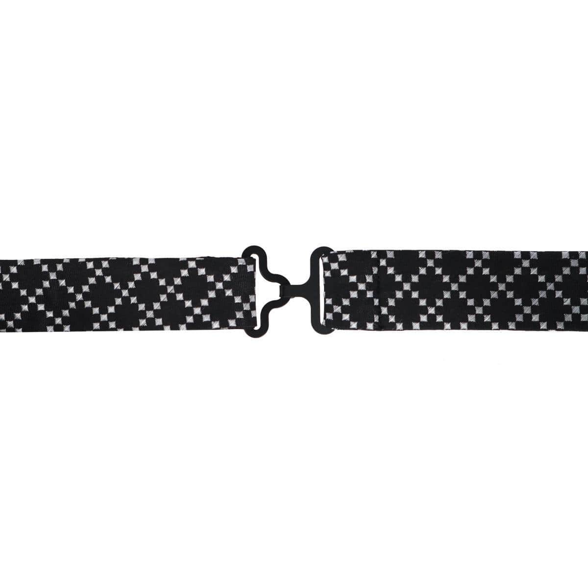 Rowan Geometric Pattern Silk Bow Tie - Black