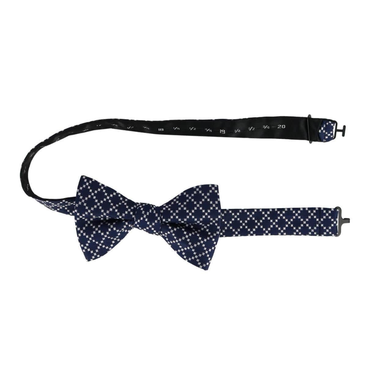Rowan Geometric Pattern Silk Bow Tie - Navy