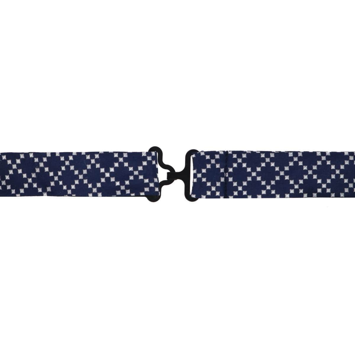Rowan Geometric Pattern Silk Bow Tie - Navy