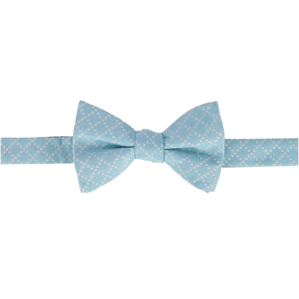 Rowan Geometric Pattern Silk Bow Tie - Light Blue