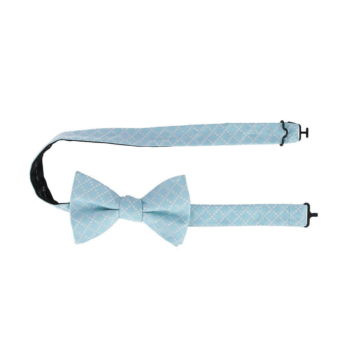 Rowan Geometric Pattern Silk Bow Tie - Light Blue