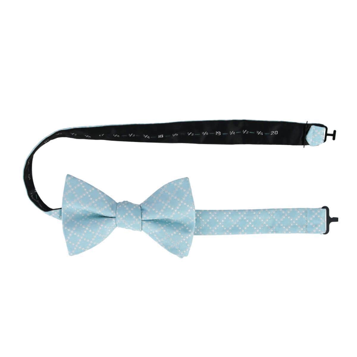 Rowan Geometric Pattern Silk Bow Tie - Light Blue
