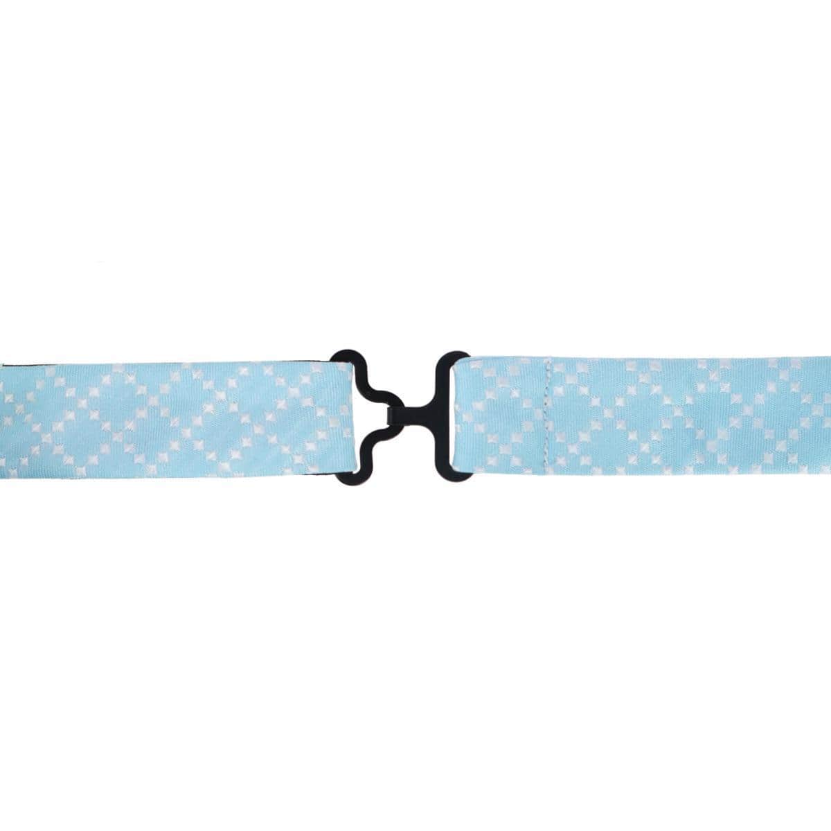 Rowan Geometric Pattern Silk Bow Tie - Light Blue