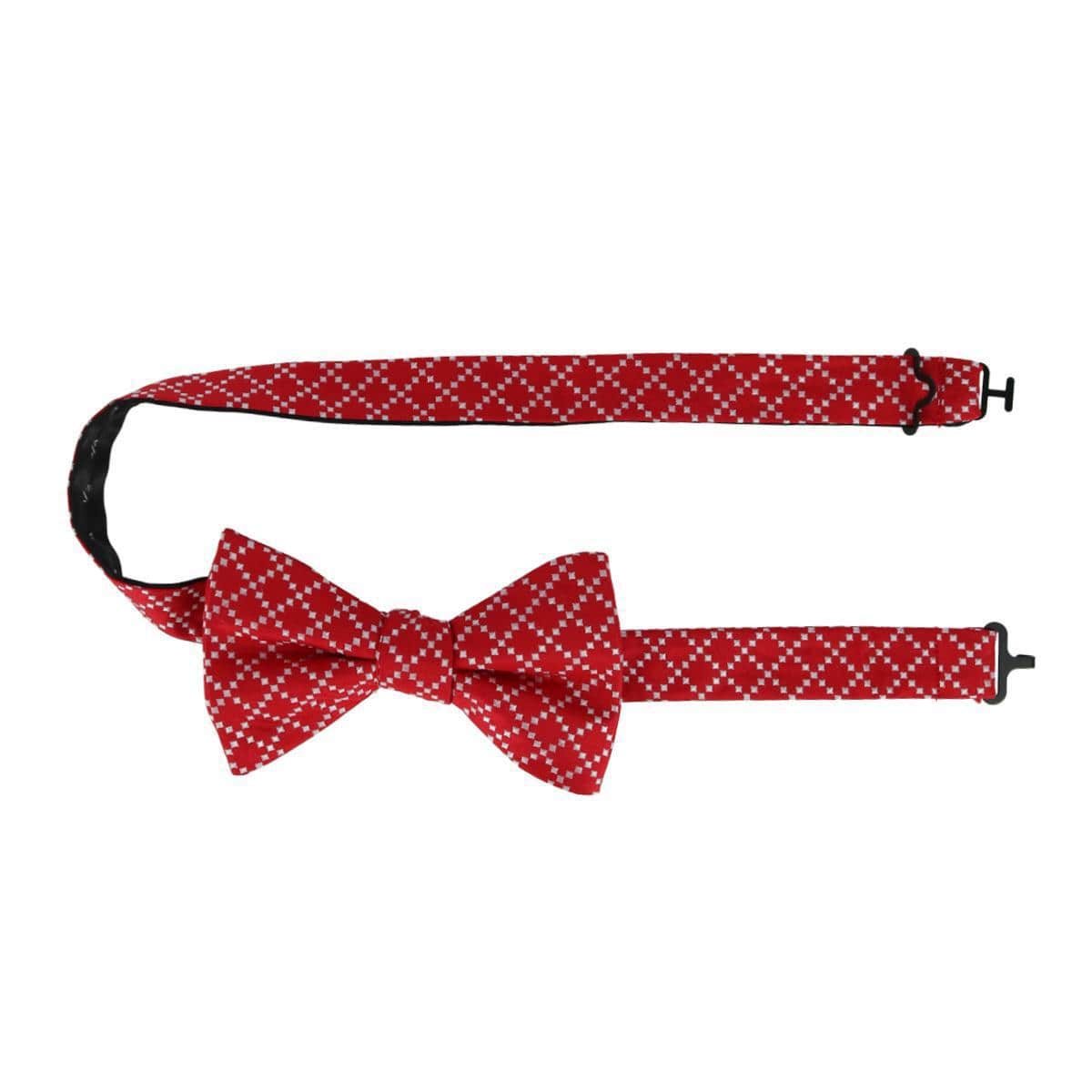 Rowan Geometric Pattern Silk Bow Tie - Red