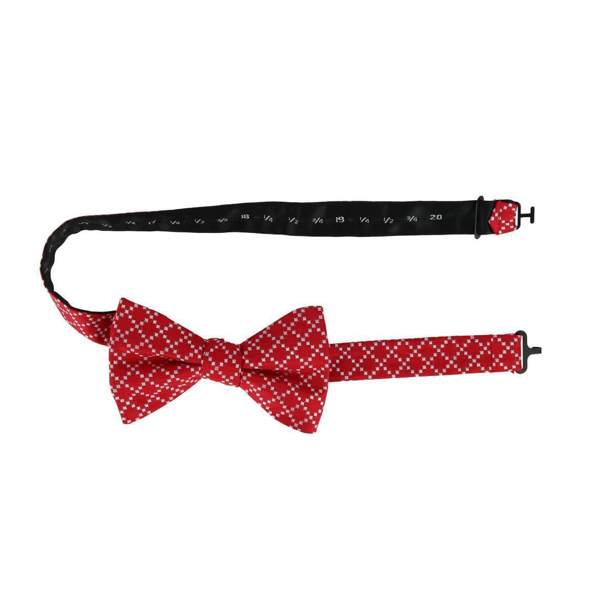 Rowan Geometric Pattern Silk Bow Tie - Red