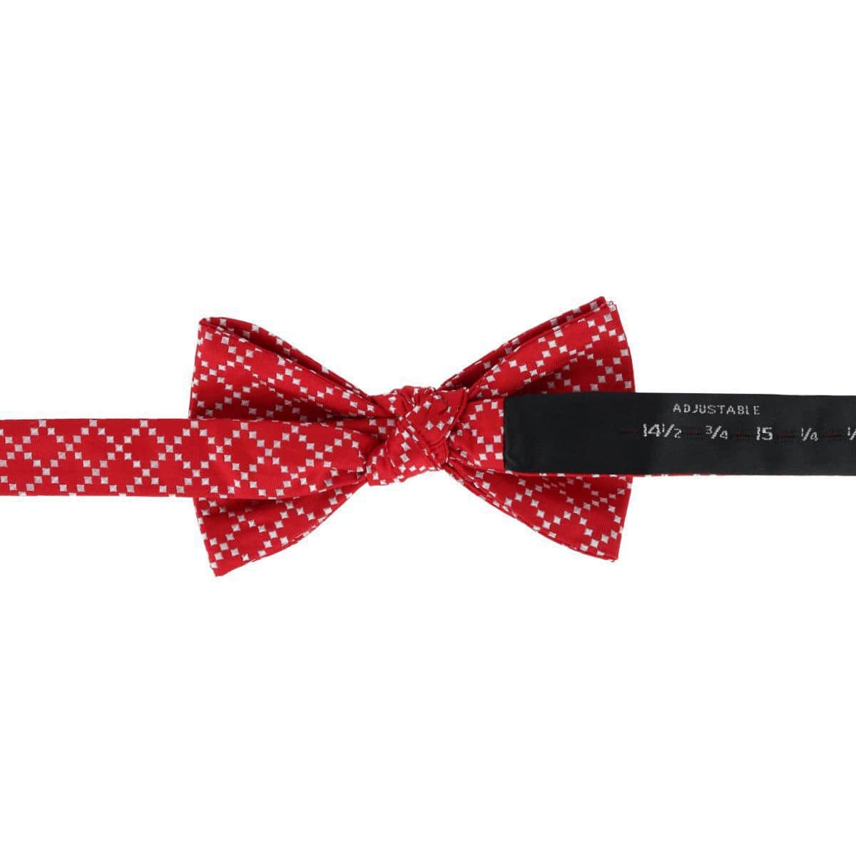 Rowan Geometric Pattern Silk Bow Tie - Red