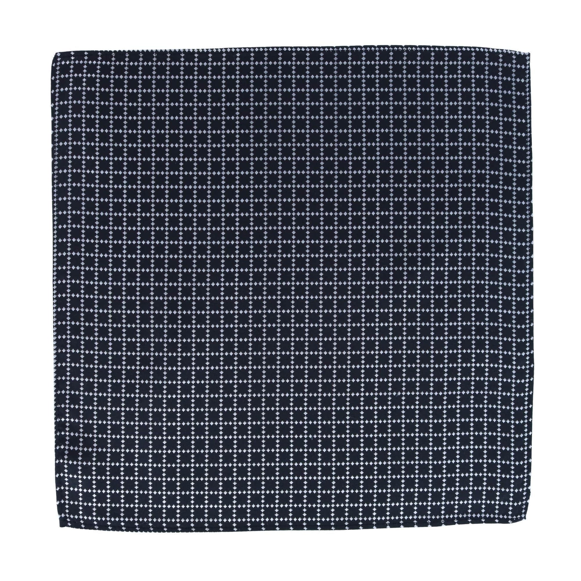 Rowan Geometric Pattern Silk Necktie and Pocket Square Bundle - Black