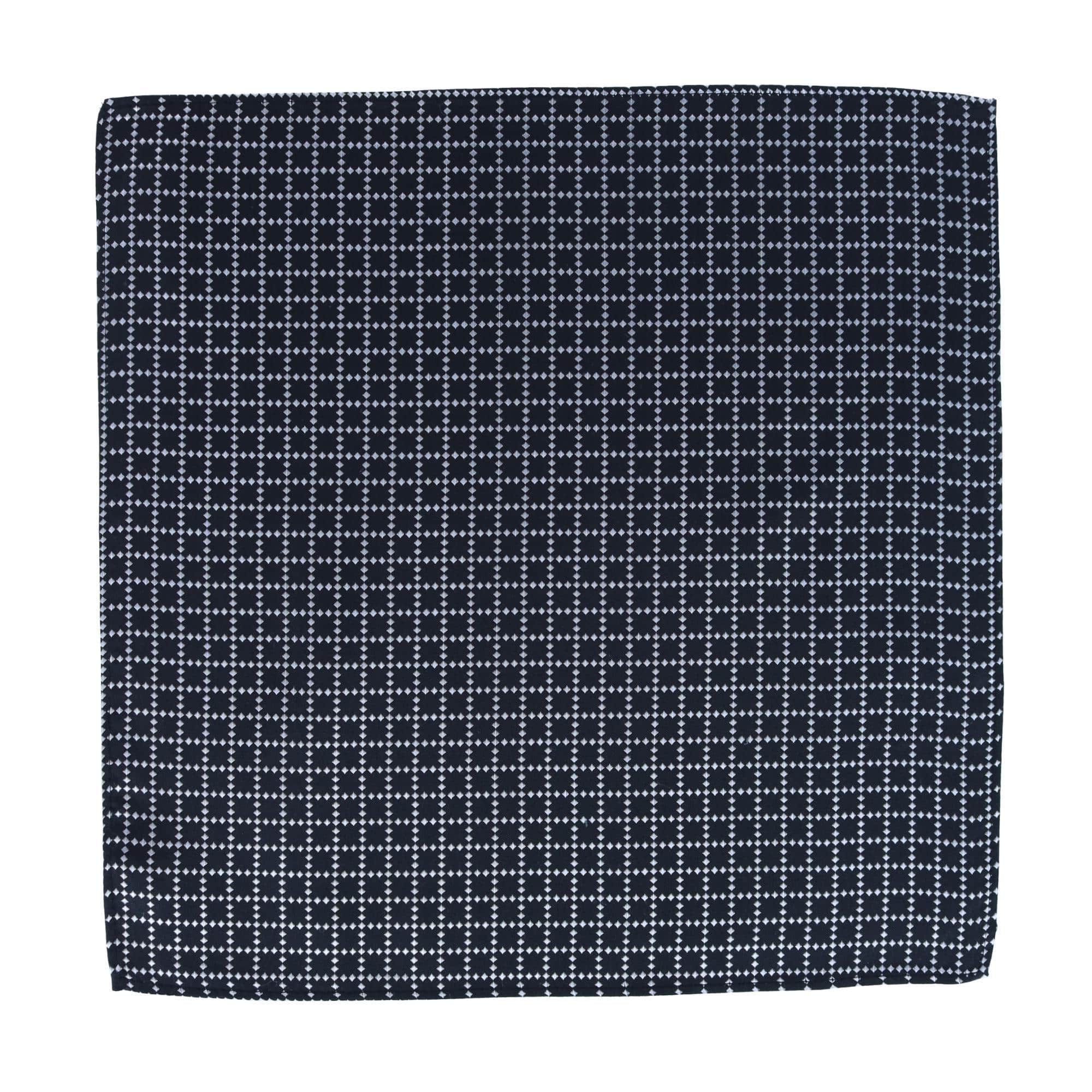 Rowan Geometric Pattern Silk Necktie and Pocket Square Bundle - Black