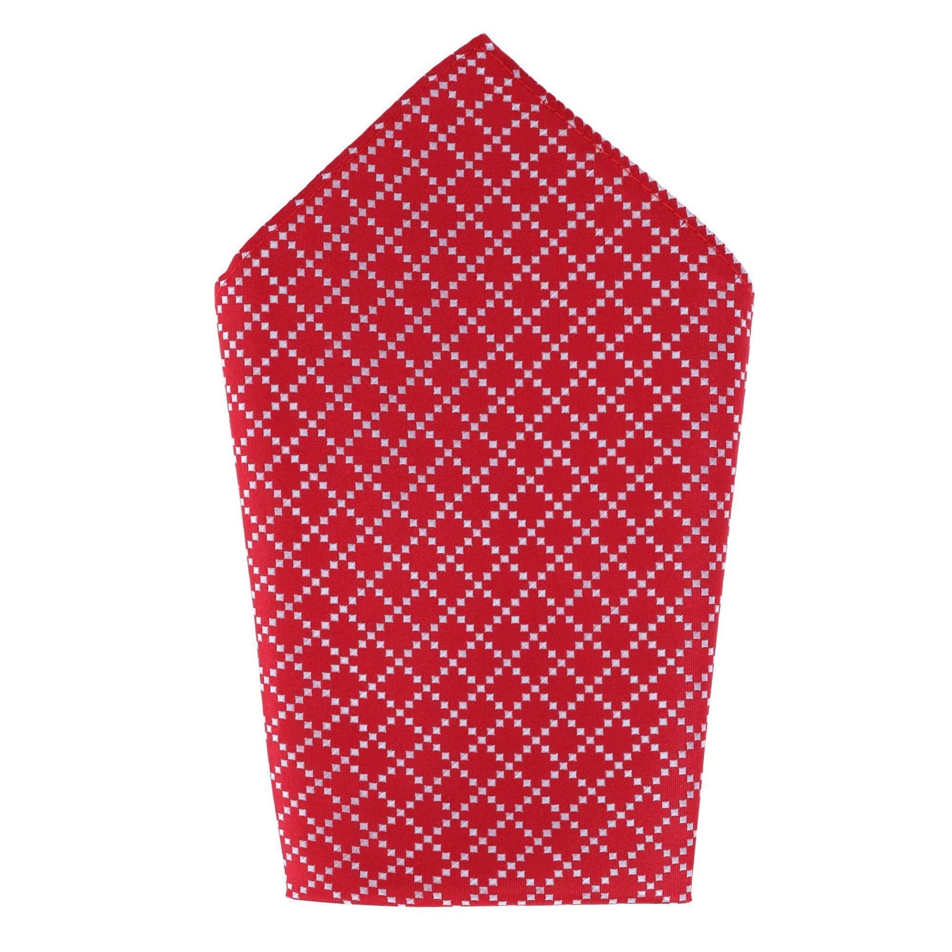 Rowan Geometric Pattern Silk Necktie and Pocket Square Bundle - Red