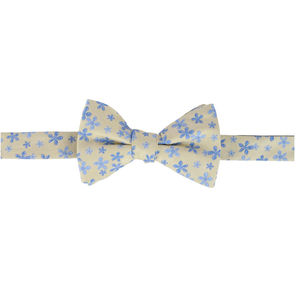 Weldon Floral Silk Novelty Bow Tie - Yellow and Light Blue