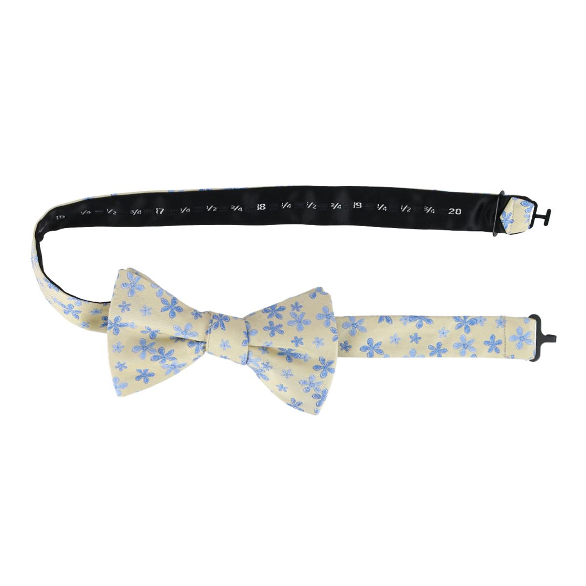 Weldon Floral Silk Novelty Bow Tie - Yellow and Light Blue