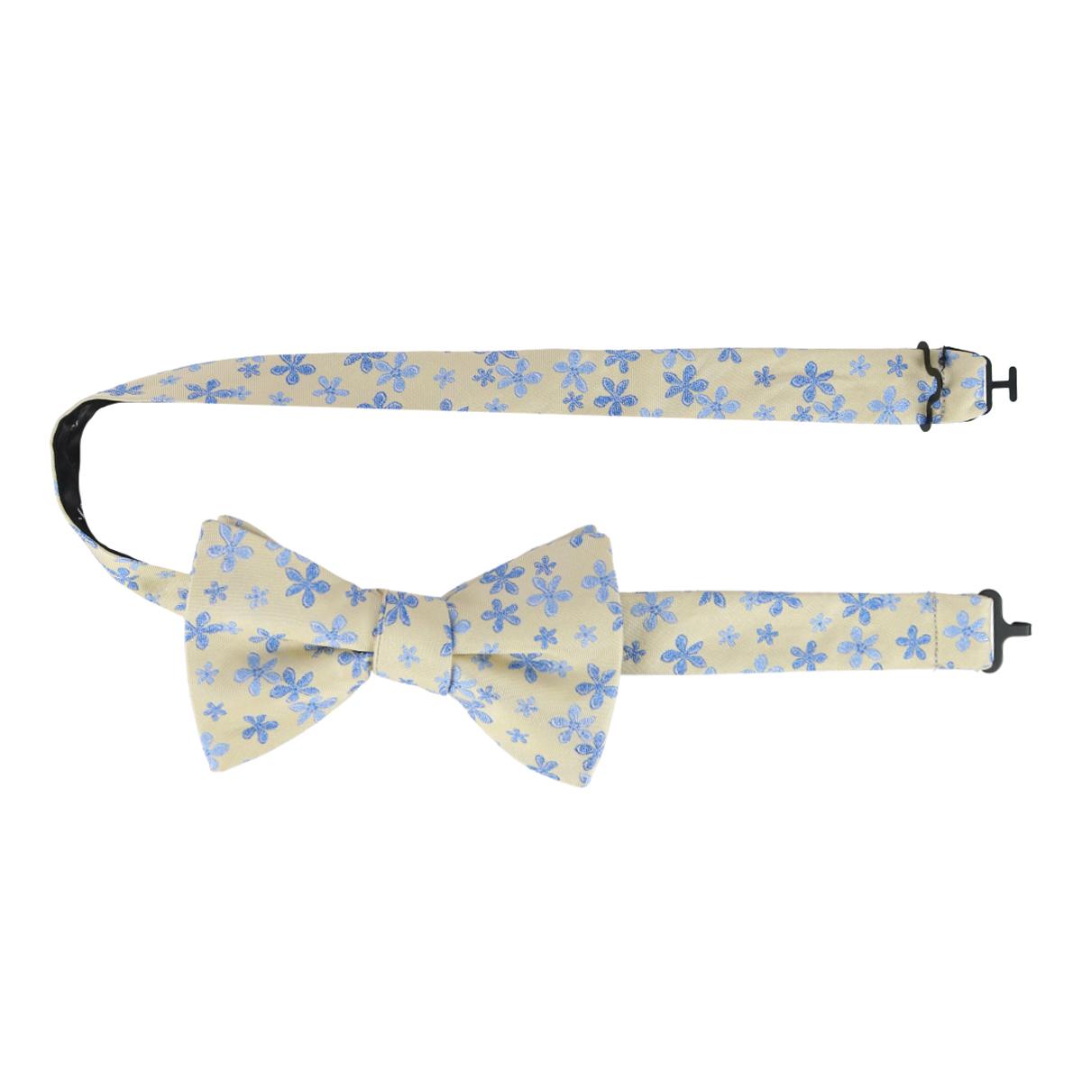 Weldon Floral Silk Novelty Bow Tie - Yellow and Light Blue