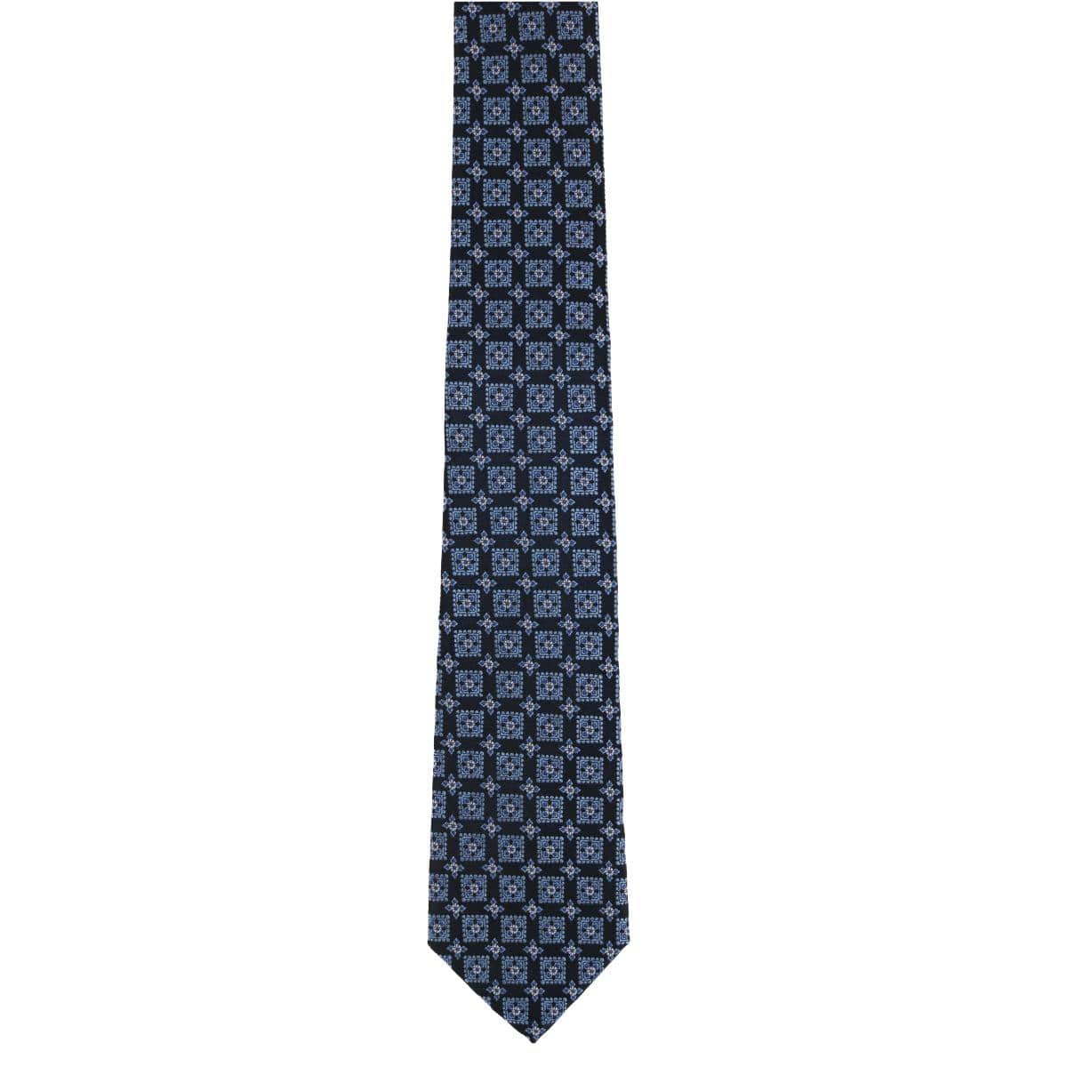 Azzimato Diamond Stately Silk Necktie - Navy Blue