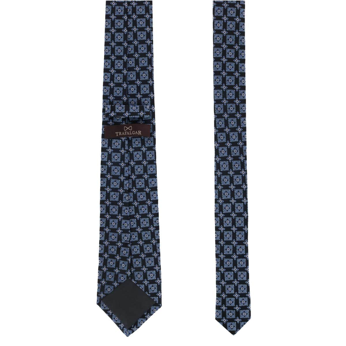 Azzimato Diamond Stately Silk Necktie - Navy Blue