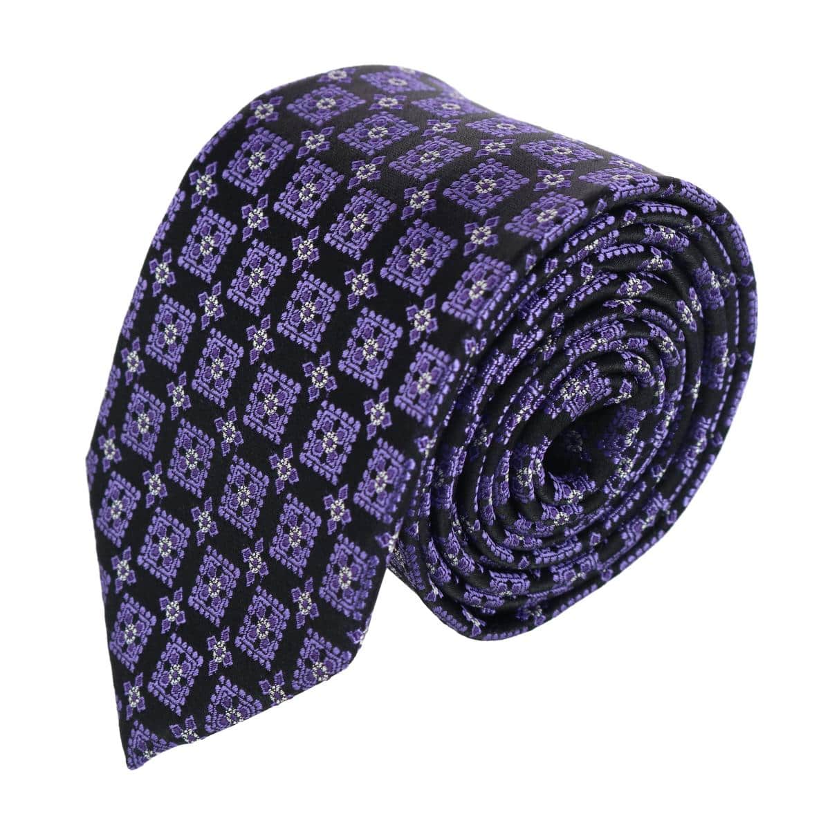 Azzimato Diamond Stately Silk Necktie - Purple